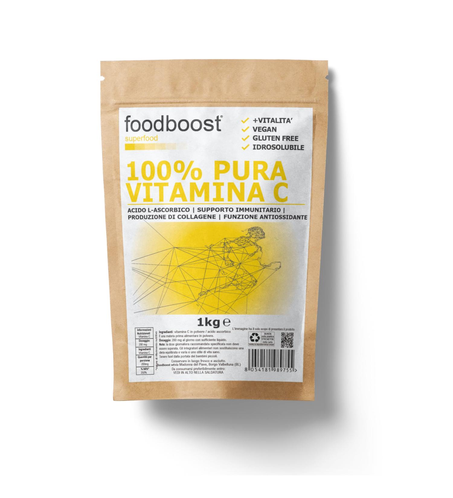  foodboost 100% Pure Vitamin C Powder 1 kg - foodboost - no additives preservatives or sweeteners. For collagen and immune support. - Buy Online on GoSupps.com