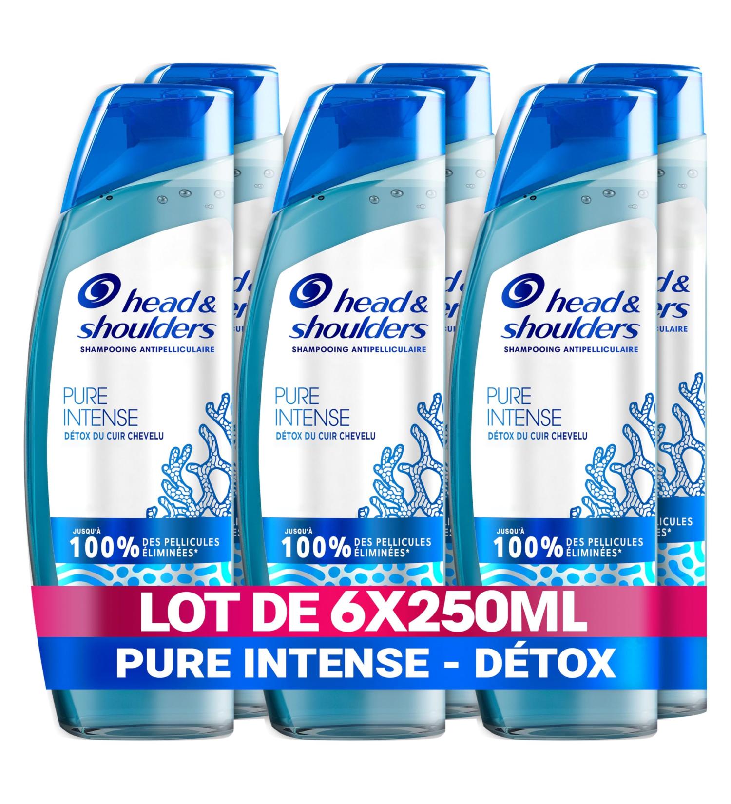 Head & Shoulders Pure Intense Scalp Detox Anti-Dandruff Shampoo 6x250ml With Marine Minerals For Oily Scalp Up to 100% Dandruff Eliminated - Buy Online on GoSupps.com