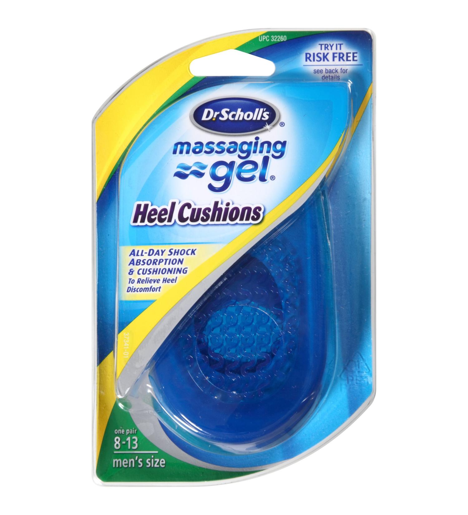 Dr. Scholl's Massaging Gel Heel Cushions Men's 8-13 (3 Pack) - Comfortable Heel Pain Relief - Buy Online on GoSupps.com
