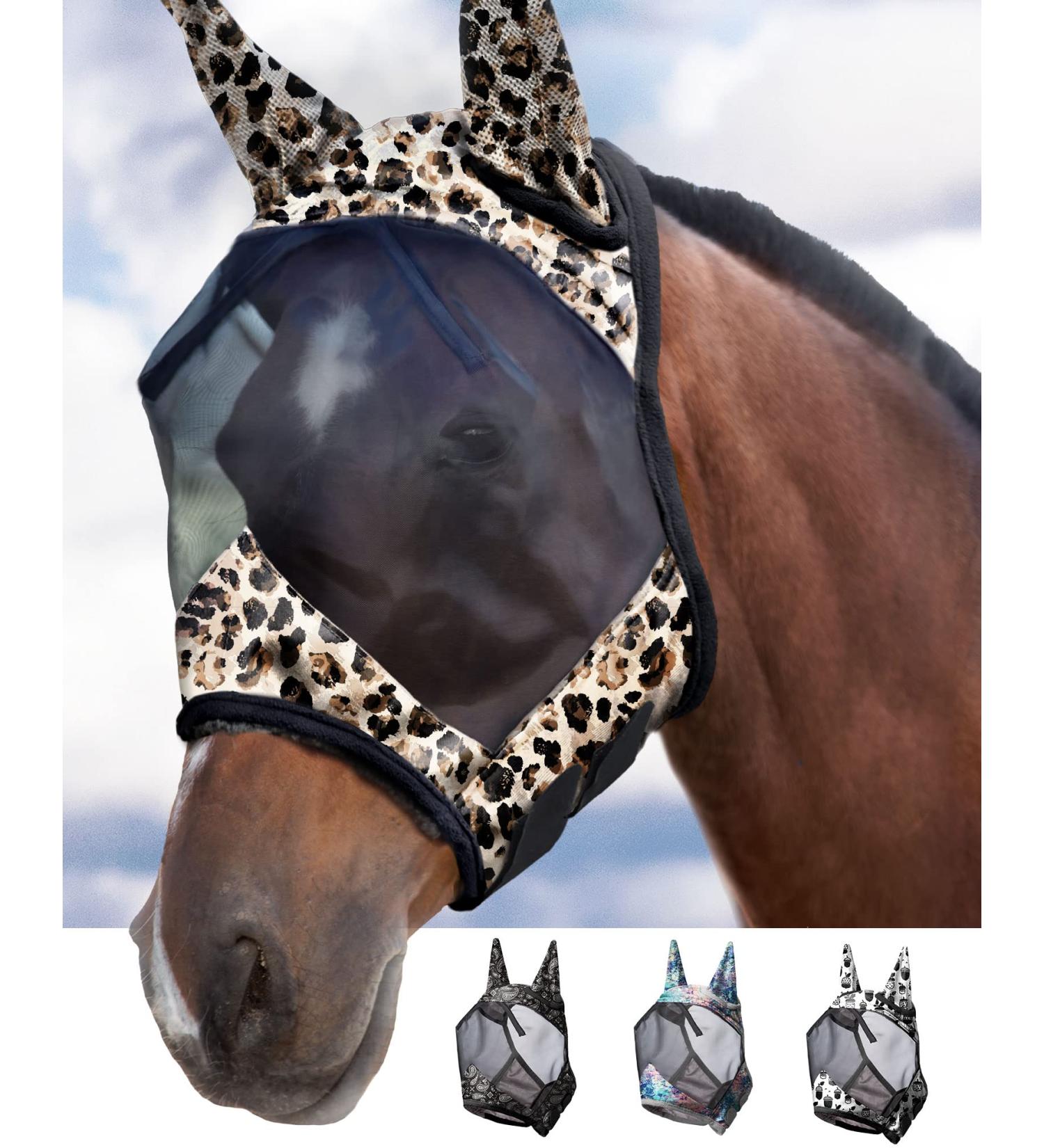 Harrison Howard CareMaster Horse Fly Mask with Ears - XL Leopard Print | UV Protection for Horses - Buy Online on GoSupps.com