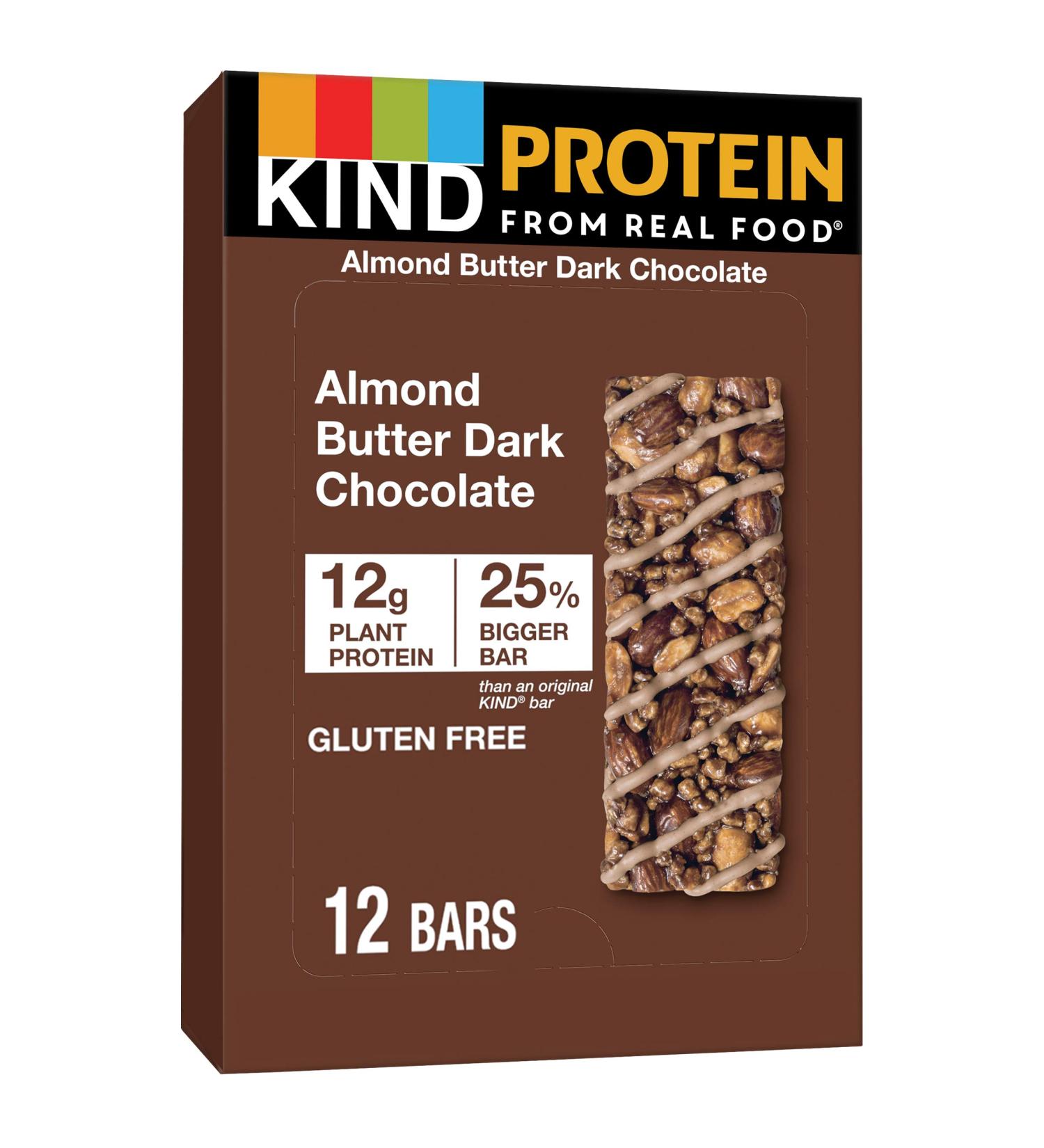 KIND Almond Butter Dark Chocolate Protein Bars - Gluten Free, 12g Protein - Buy Online on GoSupps.com