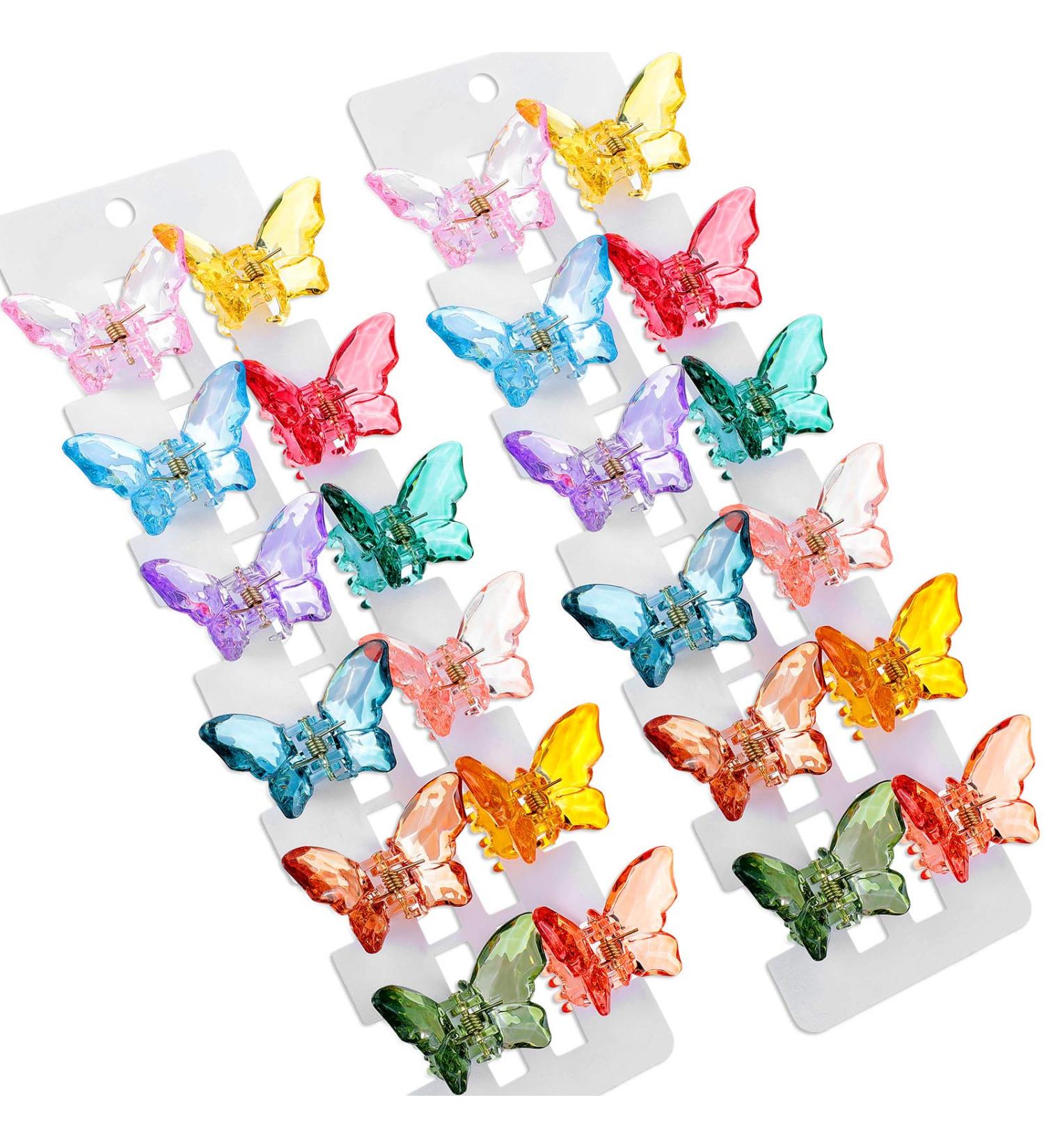 24 Pieces Clear Butterfly Hair Claw Clips - Non-Slip Jaw Clips for Girls & Women - Colorful Hair Accessories - Assorted Colors - Pack of 1 - Buy Online on GoSupps.com