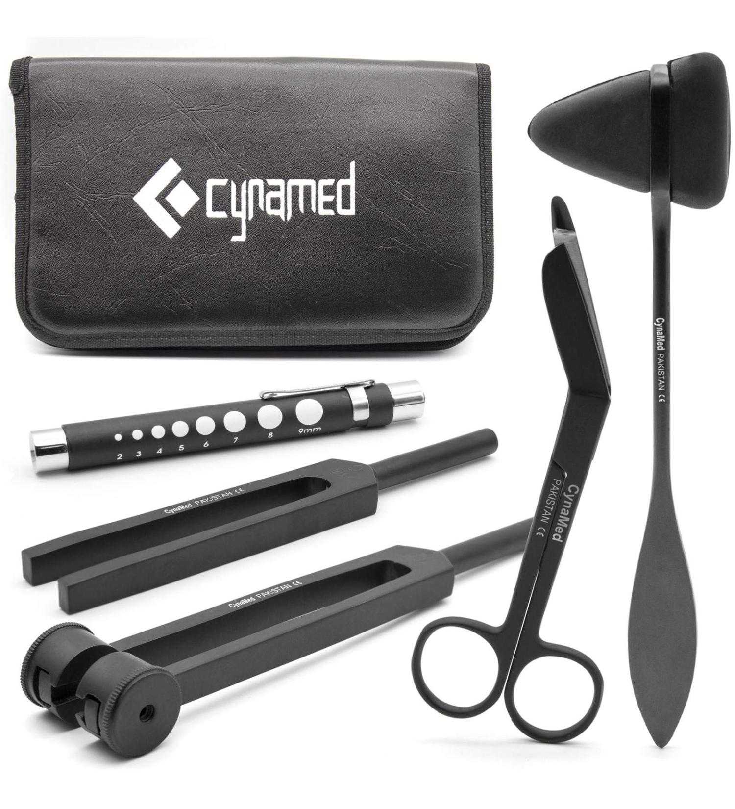 CYNAMED Medical Student Exam Kit - 5-Piece Set with Reflex Hammer, Tuning Forks, Pupil Gauge, and Scissors - Ideal for Medical Students - Buy Online on GoSupps.com