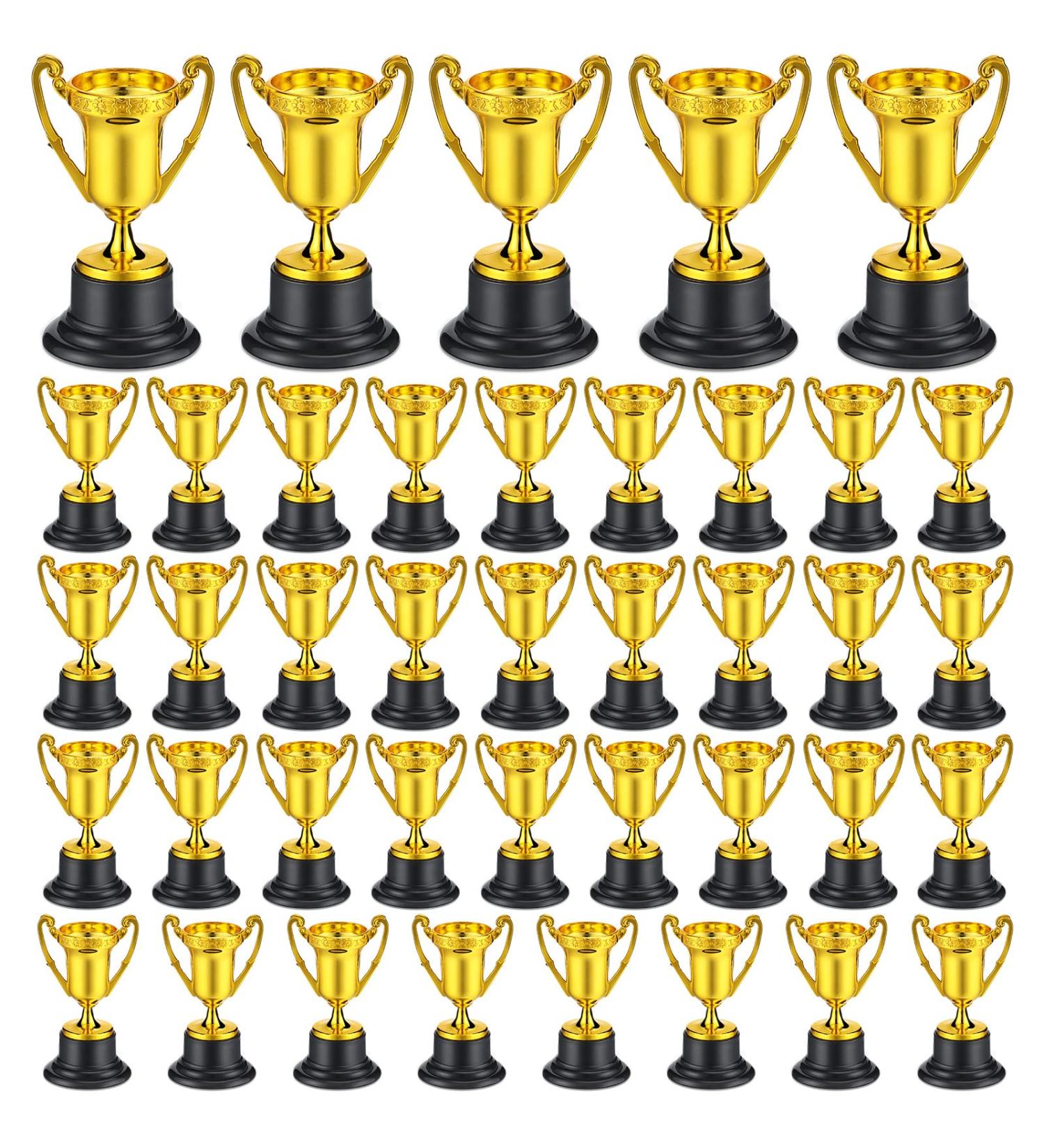 Pack of 40 Golden Award Trophy Cups - Mini Plastic Trophies for Kids Classroom Rewards and Sports Tournaments - Buy Online on GoSupps.com