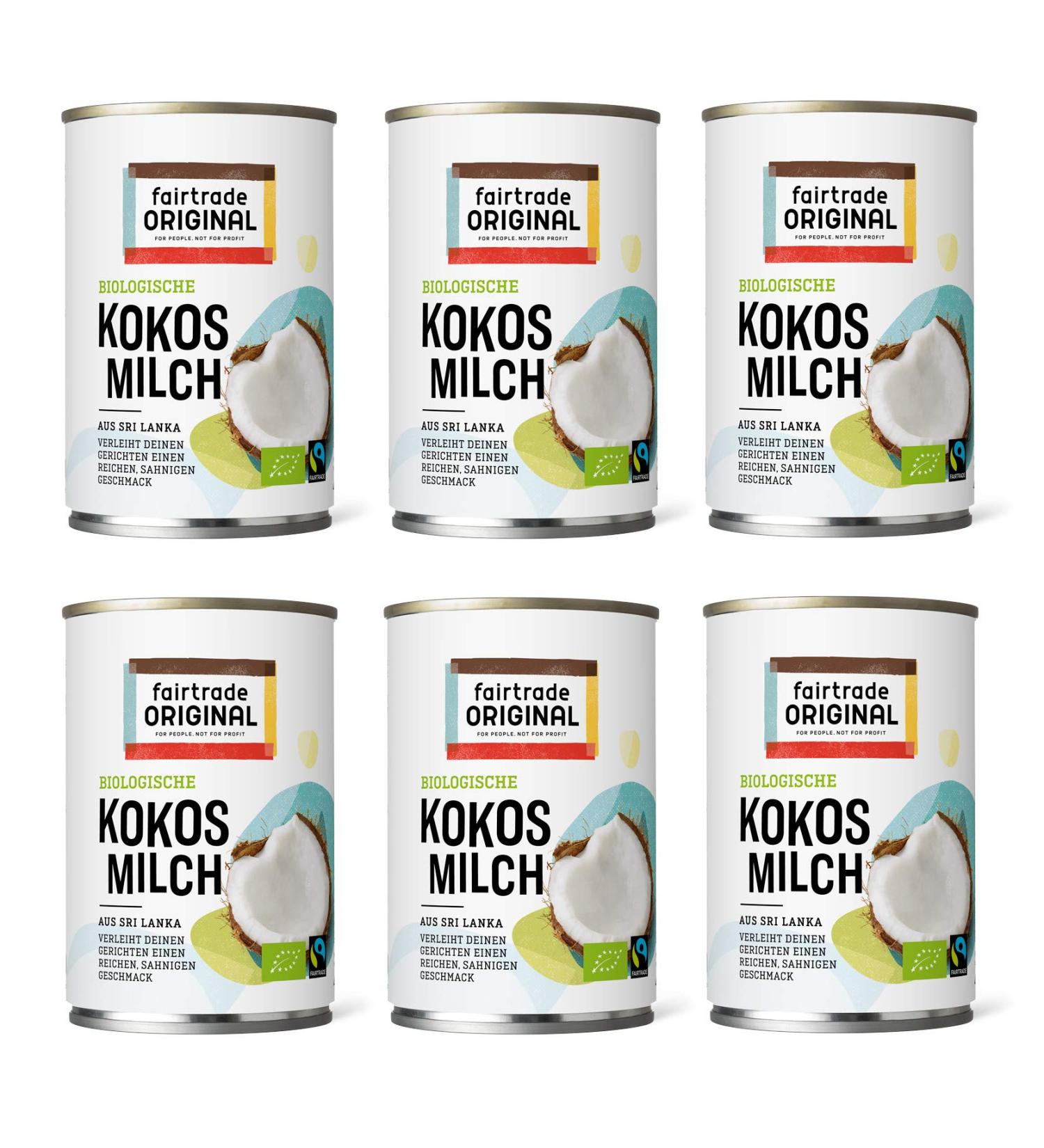 Organic Coconut Milk 400ml Can (6-Pack) | Fairtrade Original | Authentic Sri Lankan Flavor | Ideal for Asian Dishes | Rich & Creamy Taste - Buy Online on GoSupps.com