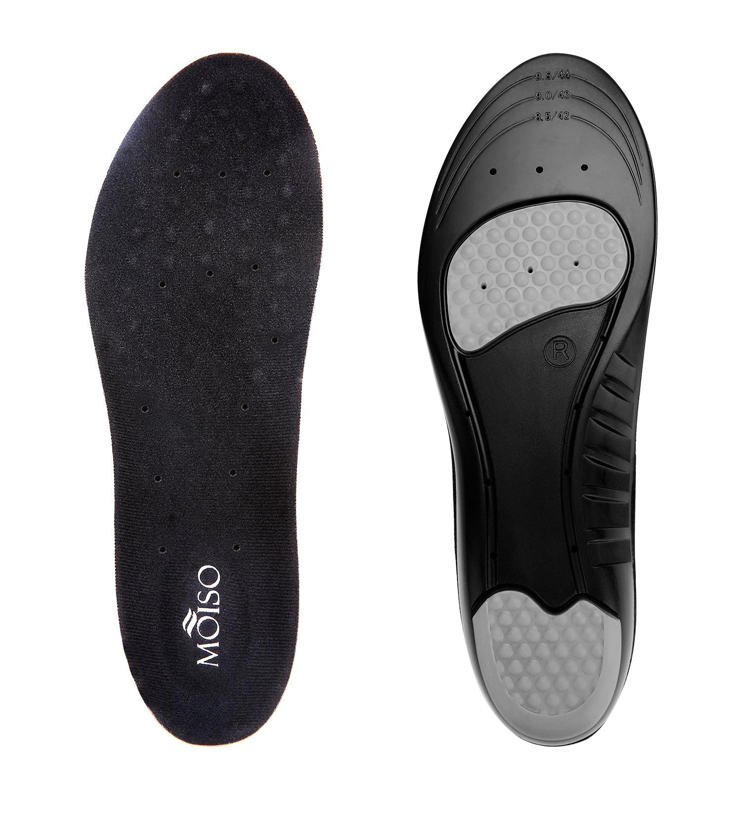 MOISO Memory Foam Orthotic Insoles for Plantar Fasciitis with Arch Support - Men & Women 7.5-9.5 M US / 6-8.5 M US, Black - Buy Online on GoSupps.com