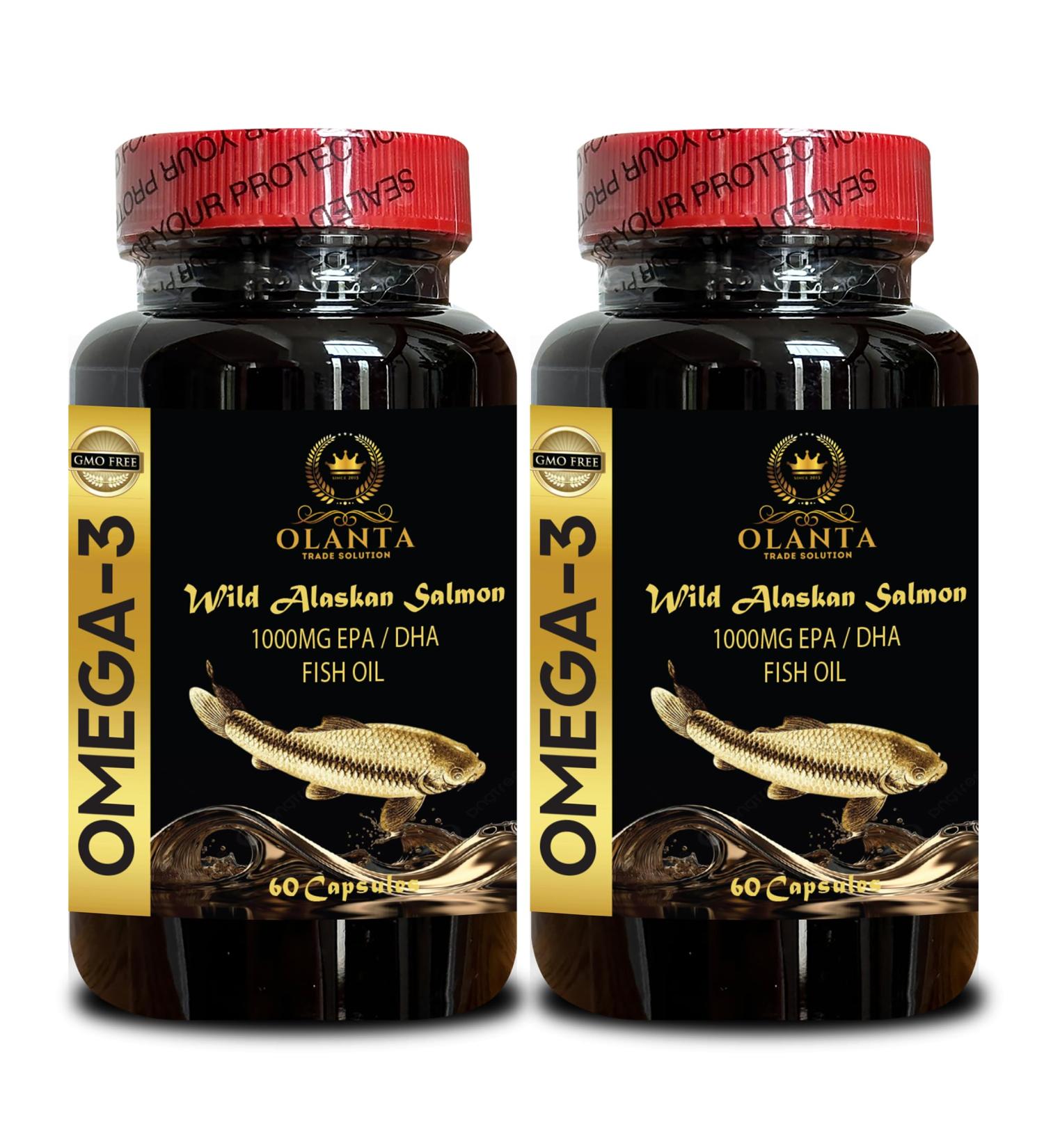 Fish Oil Premium - Fish Oil Supplements Pure Immune System Booster Fish Oil Supplement with High-Potency EPA DHA Fatty Acids from Wild Caught Fish 2 Bottles 120 Capsules - Buy Online on GoSupps.com