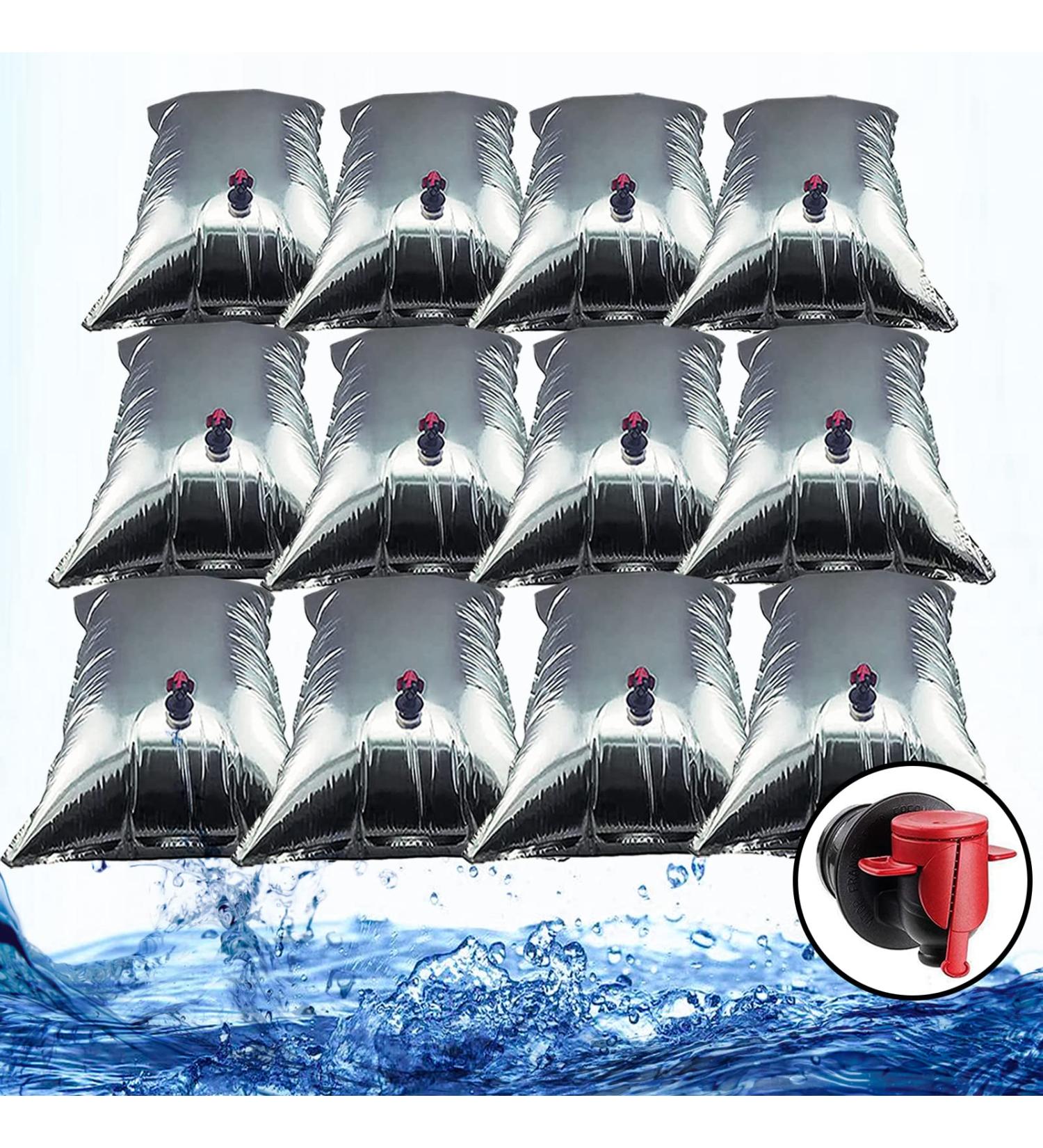 32 Gallon BPA-Free Water Storage Container | 12x 2.6 Gallon Collapsible Emergency Water Bags with Spigot | Portable Aluminized Sterile BIB for Camping, Hiking, Fishing - Buy Online on GoSupps.com
