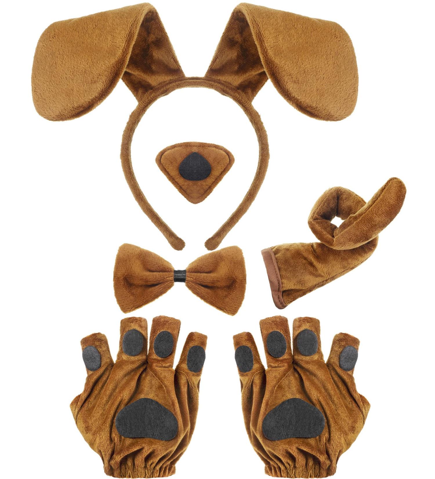 5-Piece Puppy Dog Costume Set for Halloween Cosplay - Light Brown - Buy Online on GoSupps.com