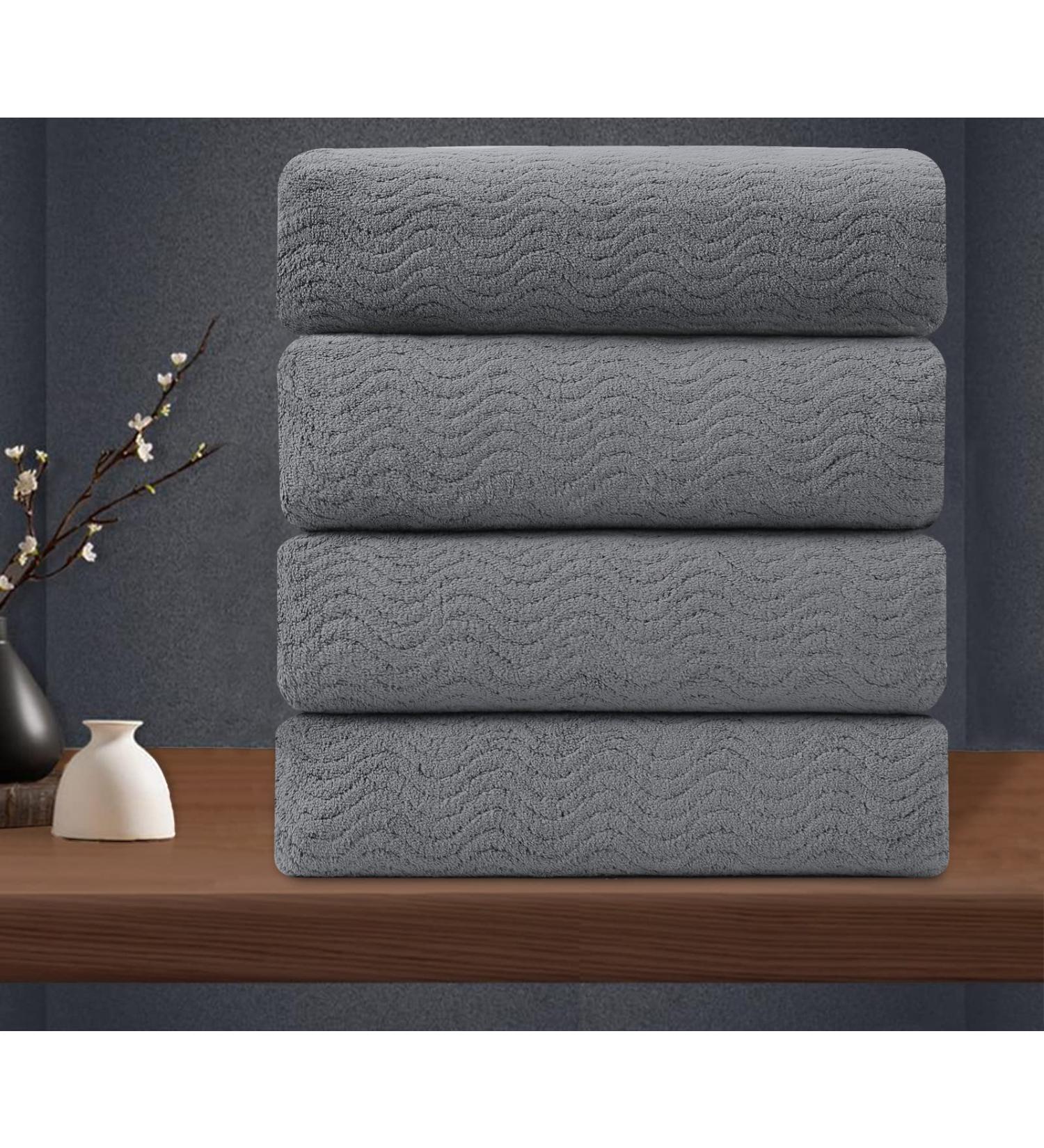 Premium Grey Microfiber Washcloths Set 13x13 - Quick Dry & Highly Absorbent for Bathroom, Hotel, Spa - 4 Pack - Buy Online on GoSupps.com