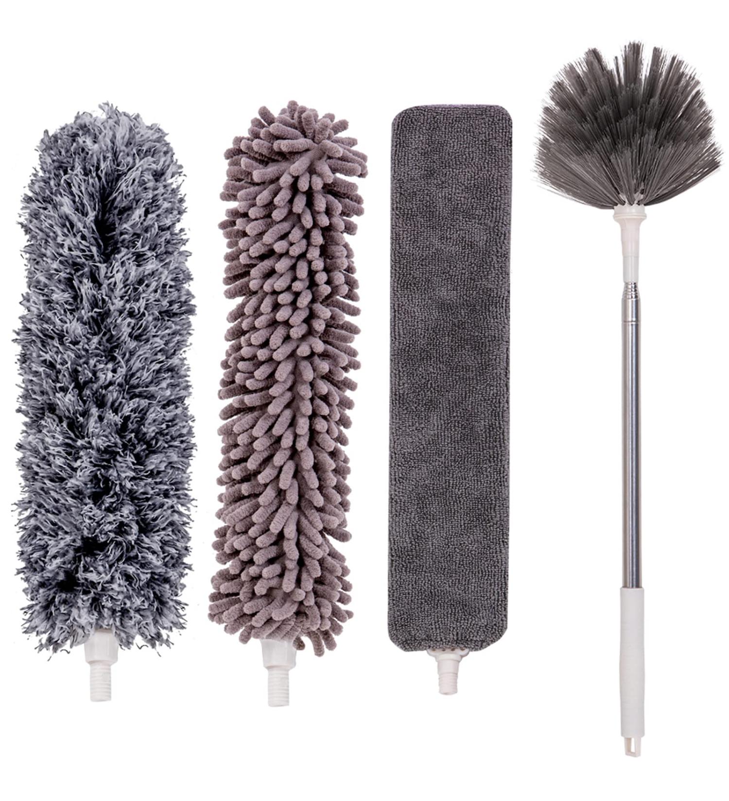Microfiber Duster with Stainless Steel Extension Pole - 30-100 Inches | Washable & Reusable | Bendable for High Ceiling, Fan, Furniture, Blinds, Cars - Buy Online on GoSupps.com