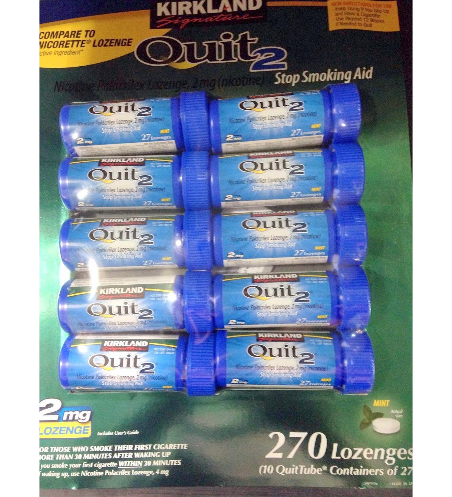 Kirkland Signature Quit2 2mg Lozenge Mint 270 Count.