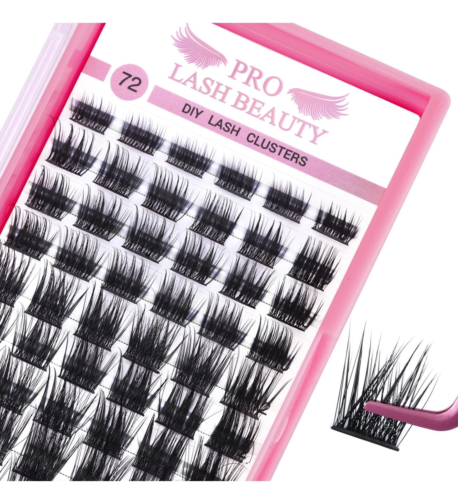 72 Pcs Cluster Lashes DIY Eyelash Extension Individual Lashes Shimmer D-10mm - Easy to Apply at Home - 10mm Thin Band - Buy Online on GoSupps.com