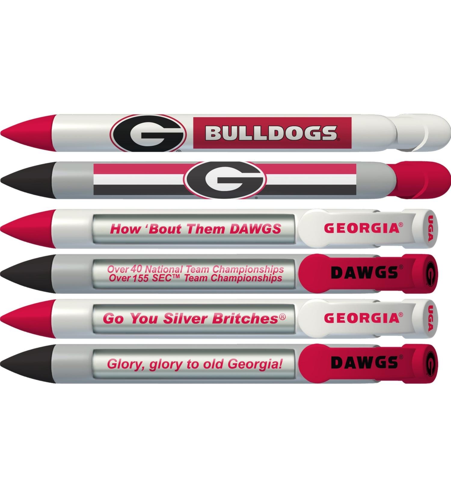 Greeting Pen Georgia Bulldogs Braggin' Rights Rotating Message 6 Pen Set - Officially Licensed College Pens - Buy Online on GoSupps.com