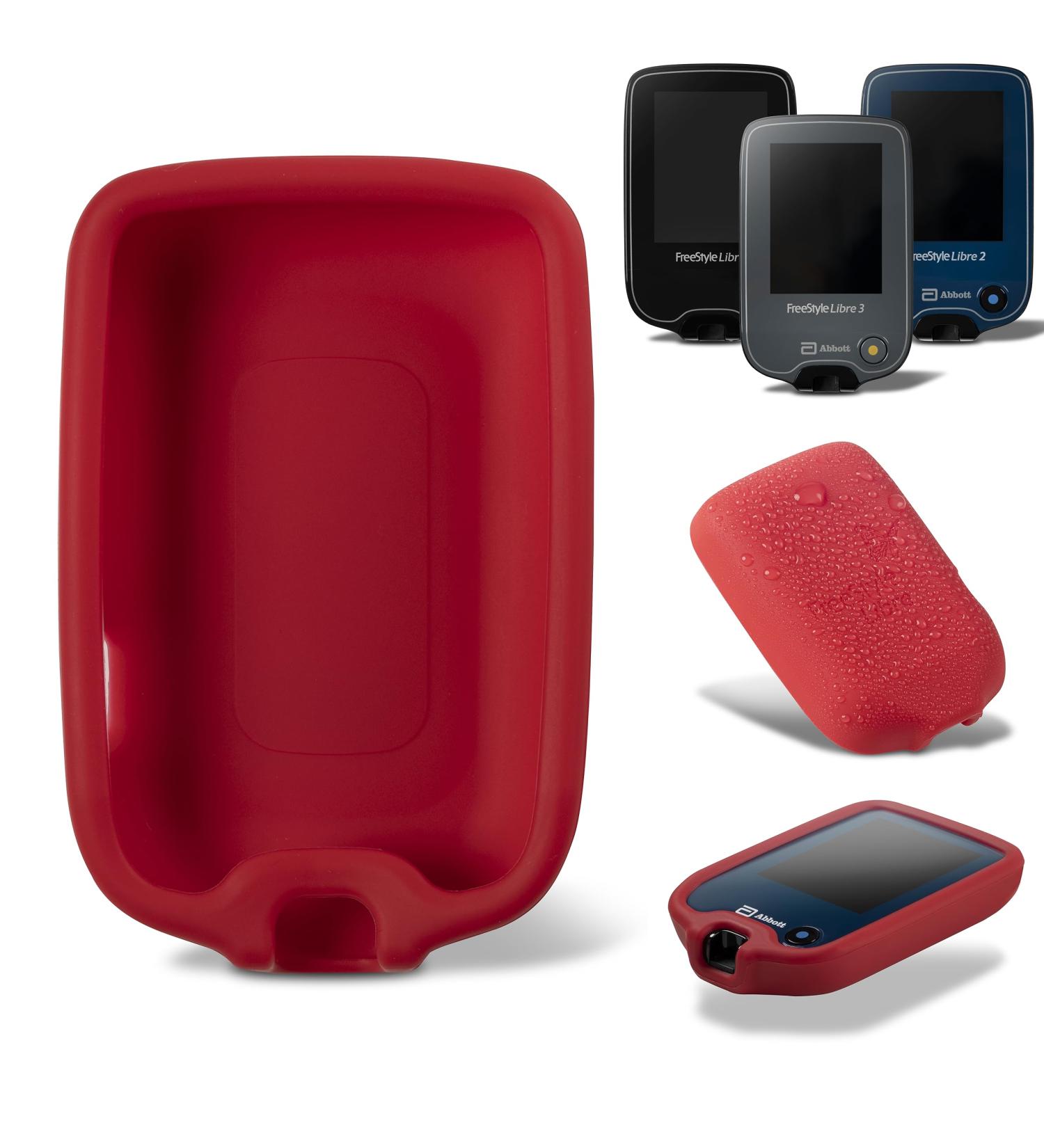 Patchinga Soft Silicone Protective Cover for Freestyle Libre Reader 1 2 & 3 | Shockproof & Anti-Slip - 9 Colors Available (Red) - Buy Online on GoSupps.com