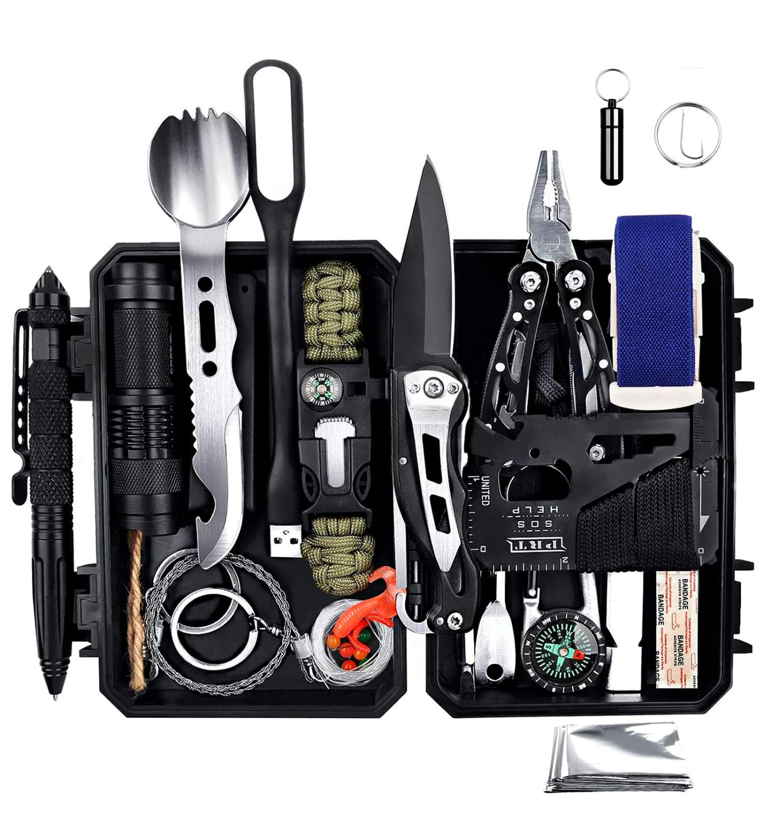 ANTARCTICA Emergency Survival Gear Kit 60-in-1 with Bracelet, Whistle, Flashlight - Camping, Hiking, Climbing Car Essentials - Buy Online on GoSupps.com