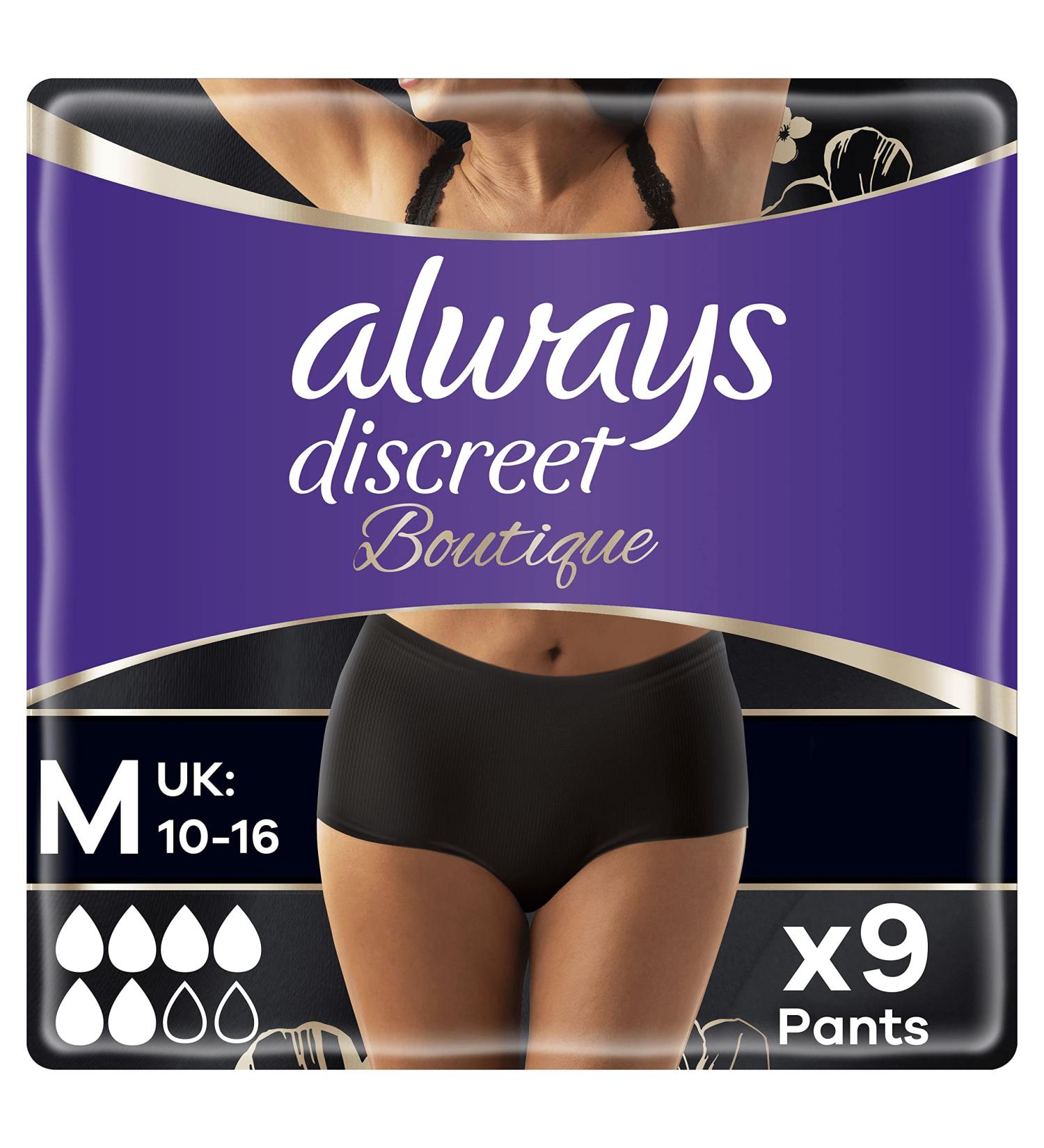 Always Discreet Boutique Incontinence Pants Women Medium Plus 9 - High Absorbency & Odour Neutralizer - Size 10-16 - Buy Online on GoSupps.com