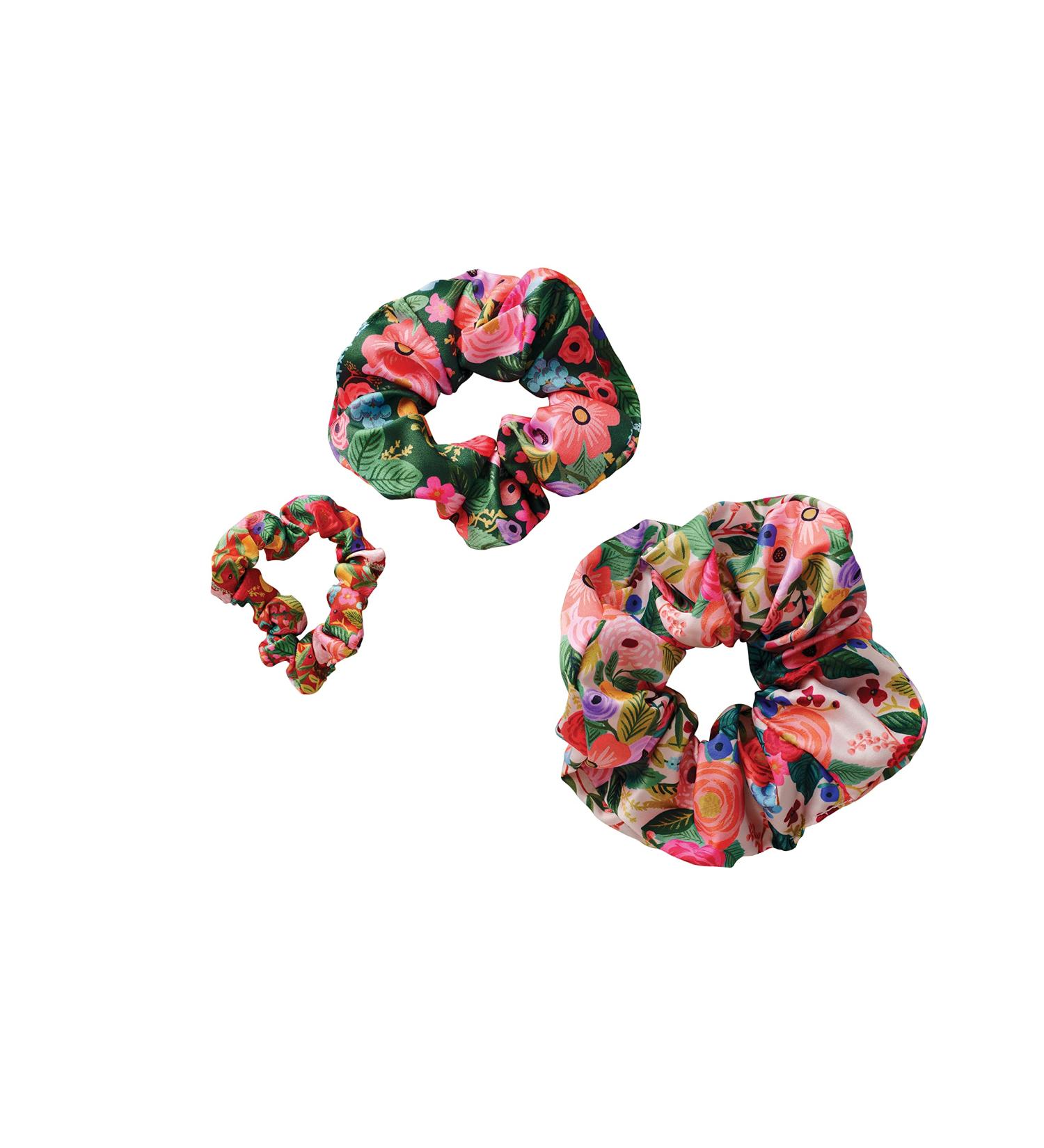 Rifle Paper Co. Garden Party Scrunchie Set - Set of 3 Polyester Scrunchies - Small, Medium, and Large Sizes - Floral Print Hair Accessories - Buy Online on GoSupps.com