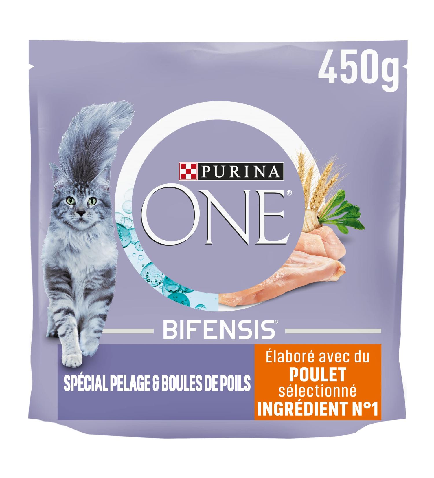PURINA ONE Bifensis Coat & Hair Balls Chicken & Whole Grain Dry for Adult Cats Meal Bags 450g | Pack of 10 - Buy Online on GoSupps.com