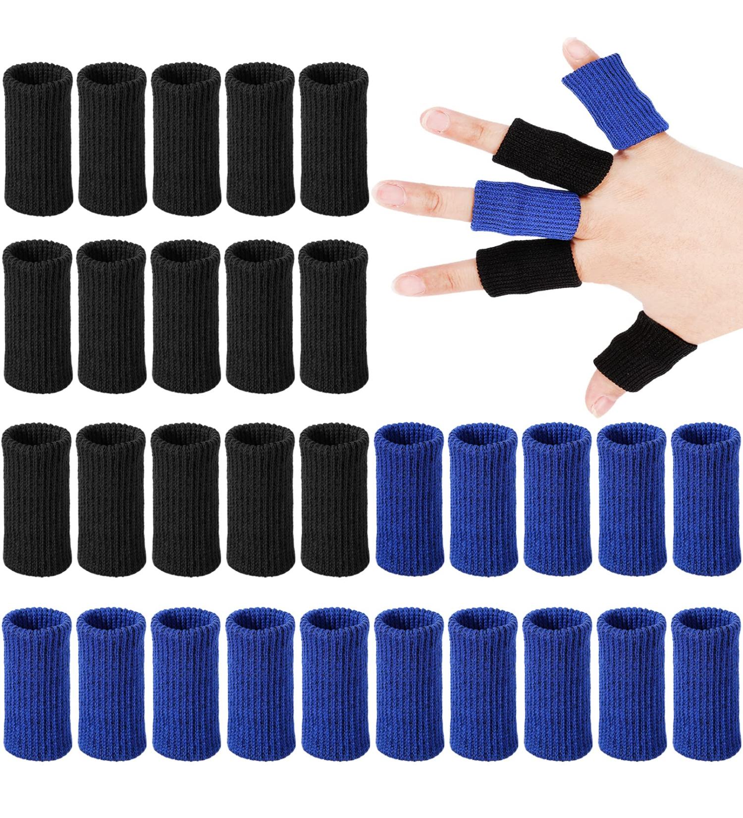 30-Piece Finger Compression Sleeves Set with Storage Bag - Pain Relief Thumb & Finger Protector in Black & Blue - Sports Elastic Support - Buy Online on GoSupps.com