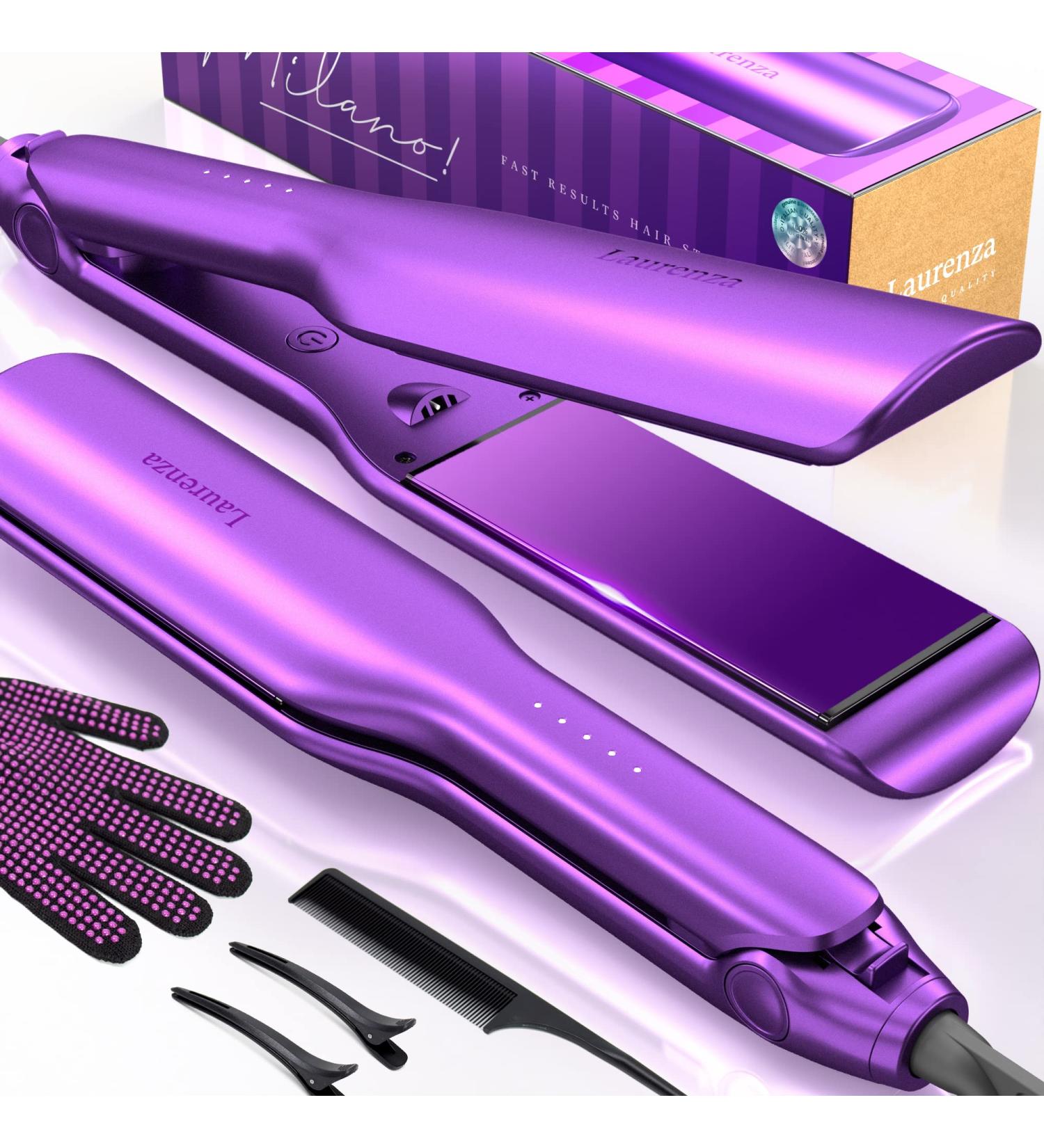 Milano by Laurenza 2-in-1 Hair Straightener and Curler 8.5 Inch SuperMax Design - Purple - Buy Online on GoSupps.com