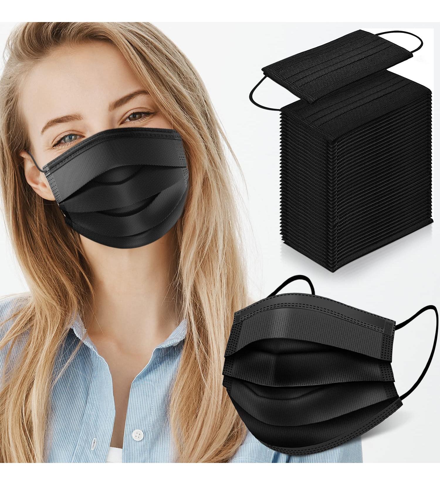 Black Disposable Face Masks - 100 Pack for Adults | Comfortable and Secure - Buy Online on GoSupps.com