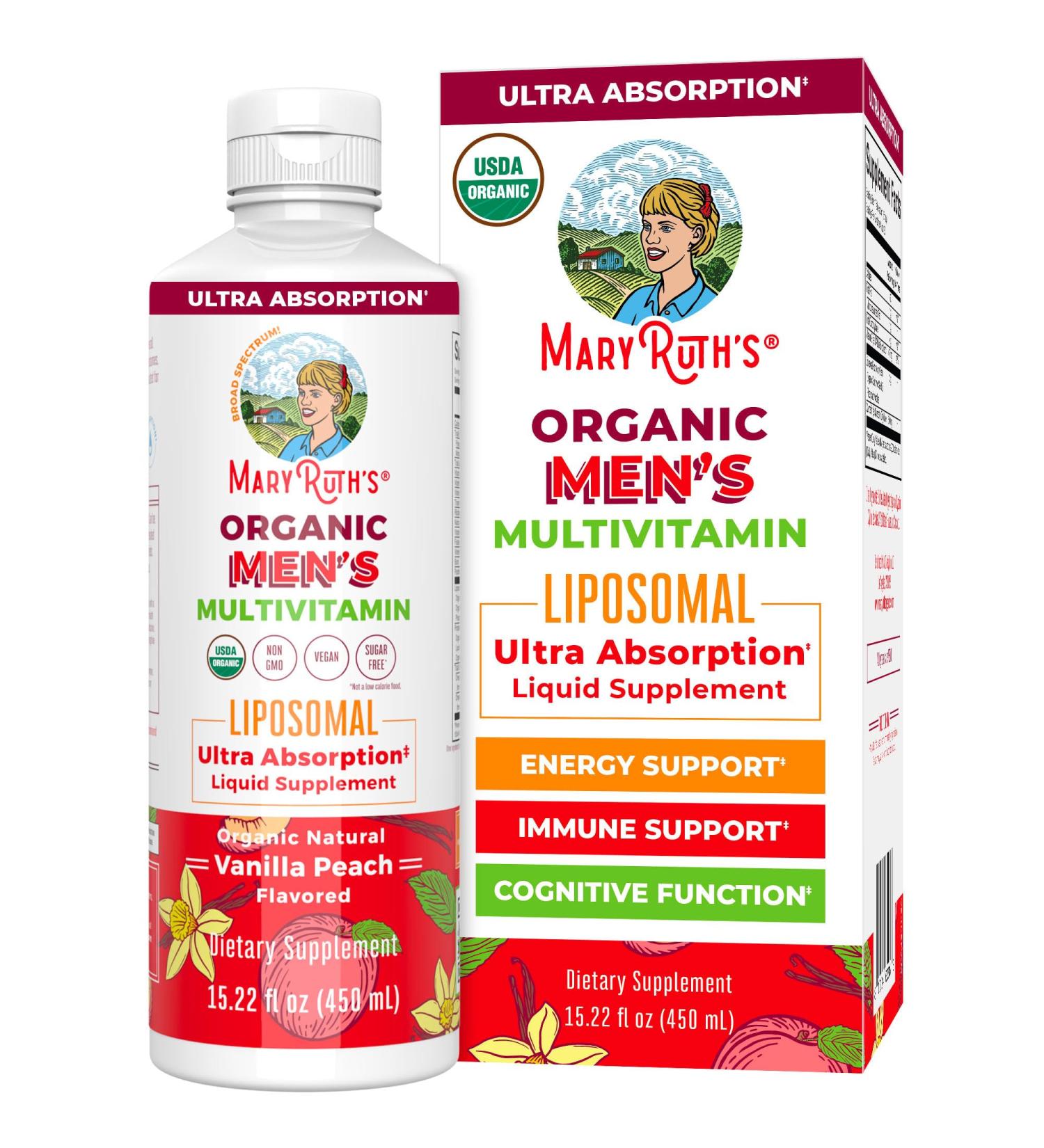 MaryRuth Organics Multivitamin for men | Sugar Free mens Multivitamin | Liquid Vitamins for men | Immune Support Supplement | Cognitive Health & Overall Wellness | Vegan | Non-GMO | 15.22 Fl Oz - Buy Online on GoSupps.com