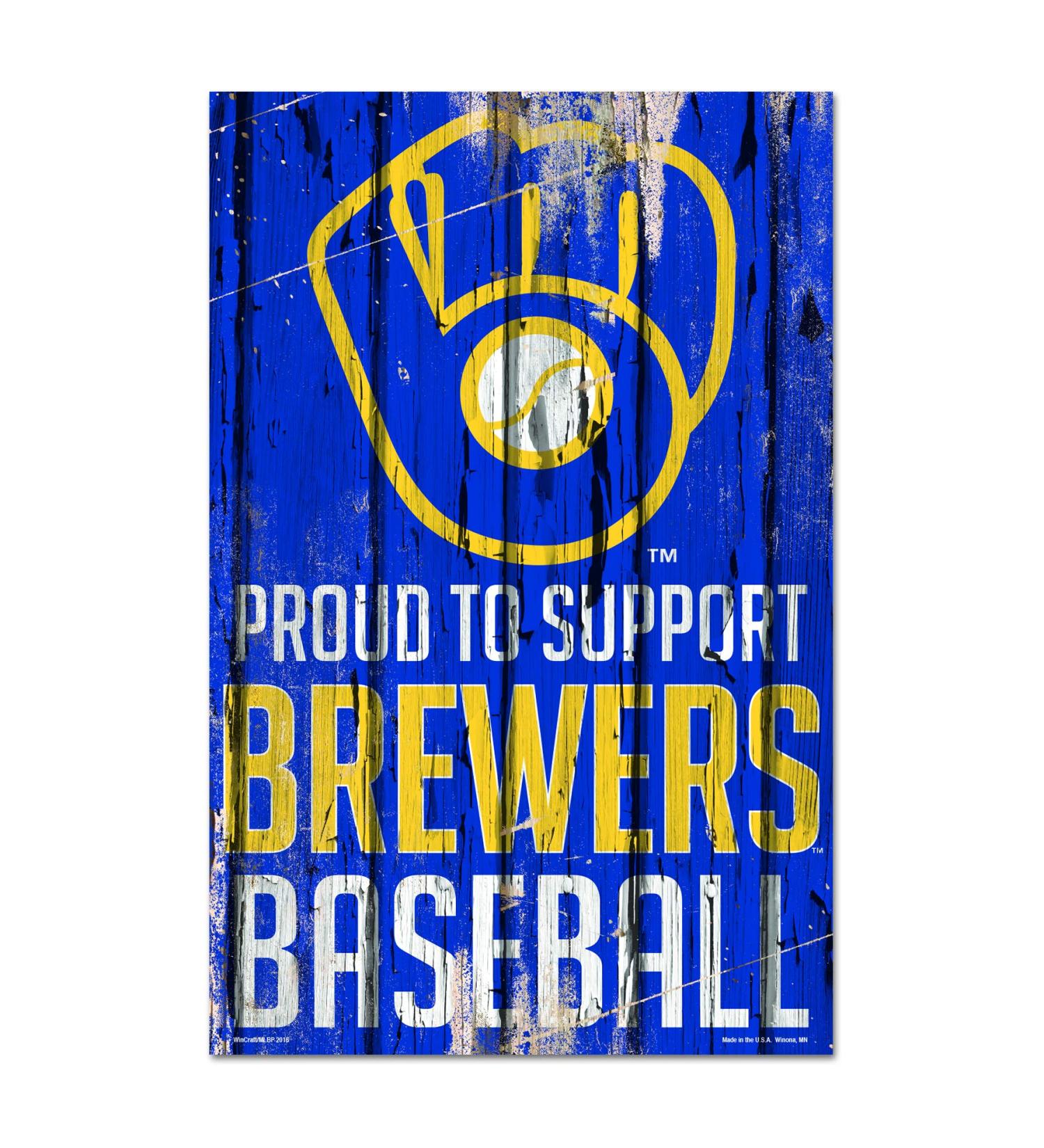 WinCraft MLB Milwaukee Brewers Sports Fan Home Decor, Team Color, 11x17