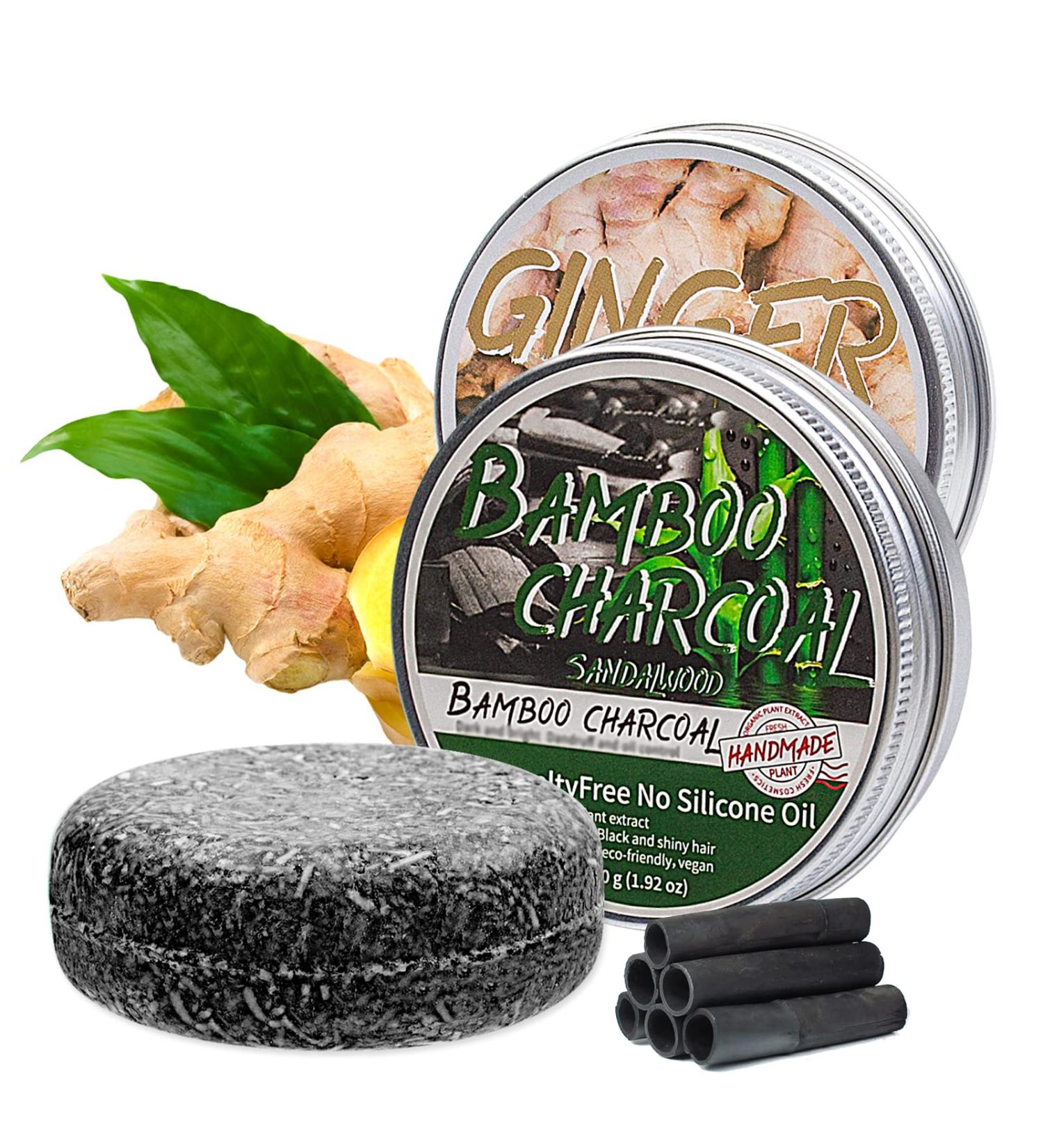 Organic Ginger Hair Shampoo Bar - Moisturizing Natural Shampoo Soap for All Hair Types | Control Oil & Nourish with Ginger & Bamboo - Buy Online on GoSupps.com