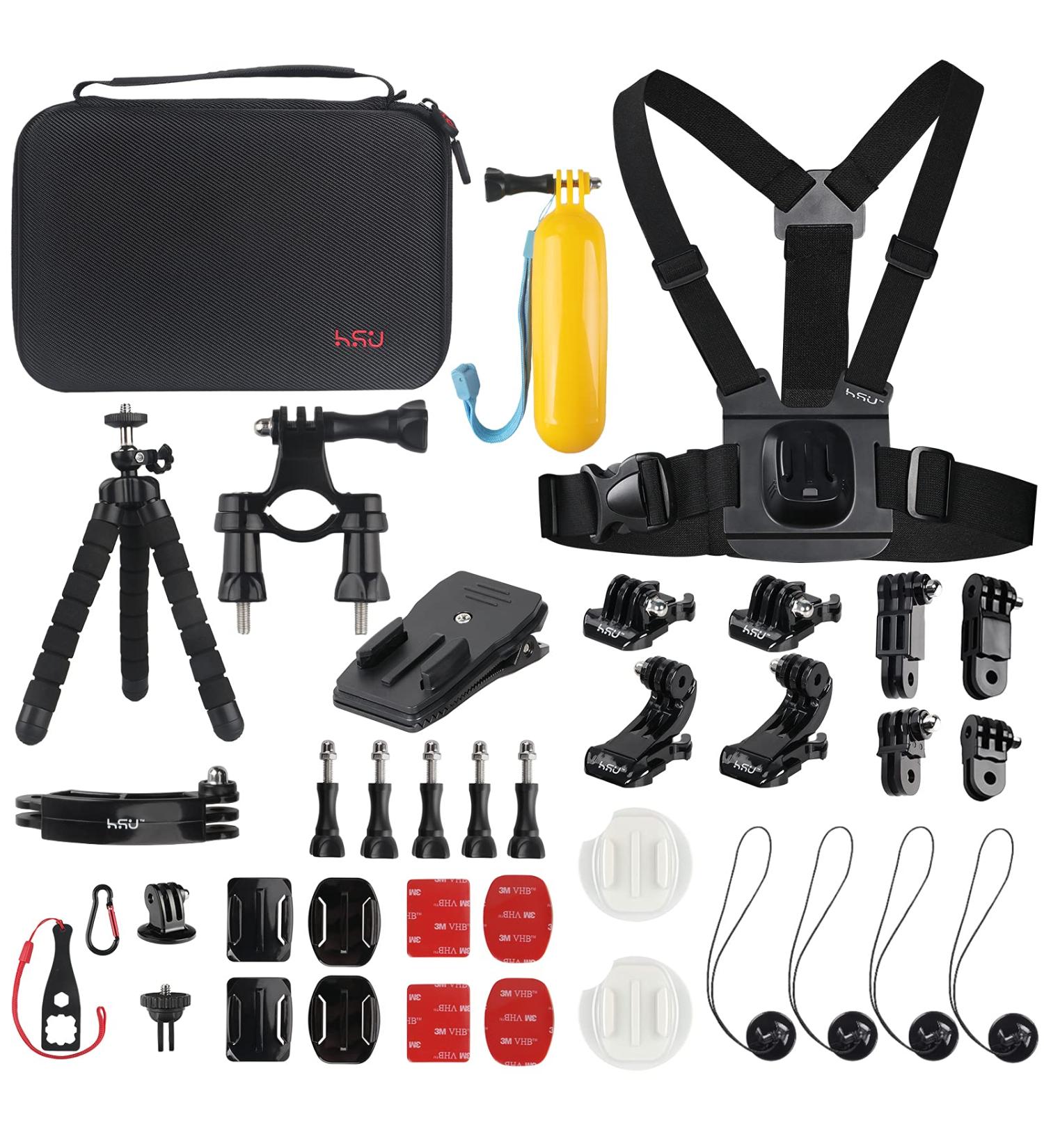 HSU 40-in-1 Accessory Bundle Kit for GoPro, DJI OSMO, AKASO, Campark, SJCAM & more - Compatible with Hero 11 10 9 8 7 6 5 4 3, Gopro Max - Buy Online on GoSupps.com