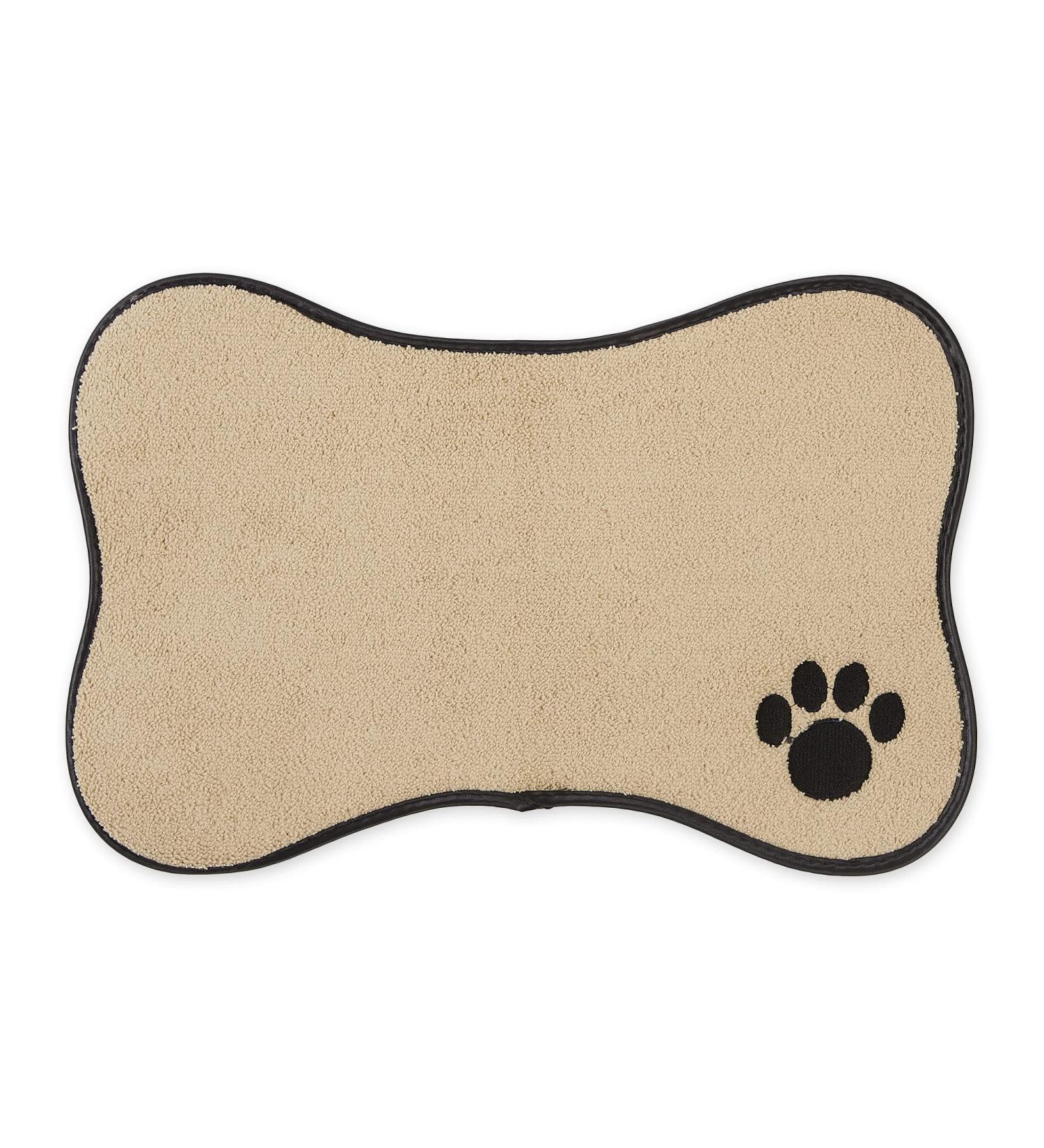 Bone Dry Cat Shape Pet Food Mat - Embroidered Microfiber, Taupe - Buy Online on GoSupps.com