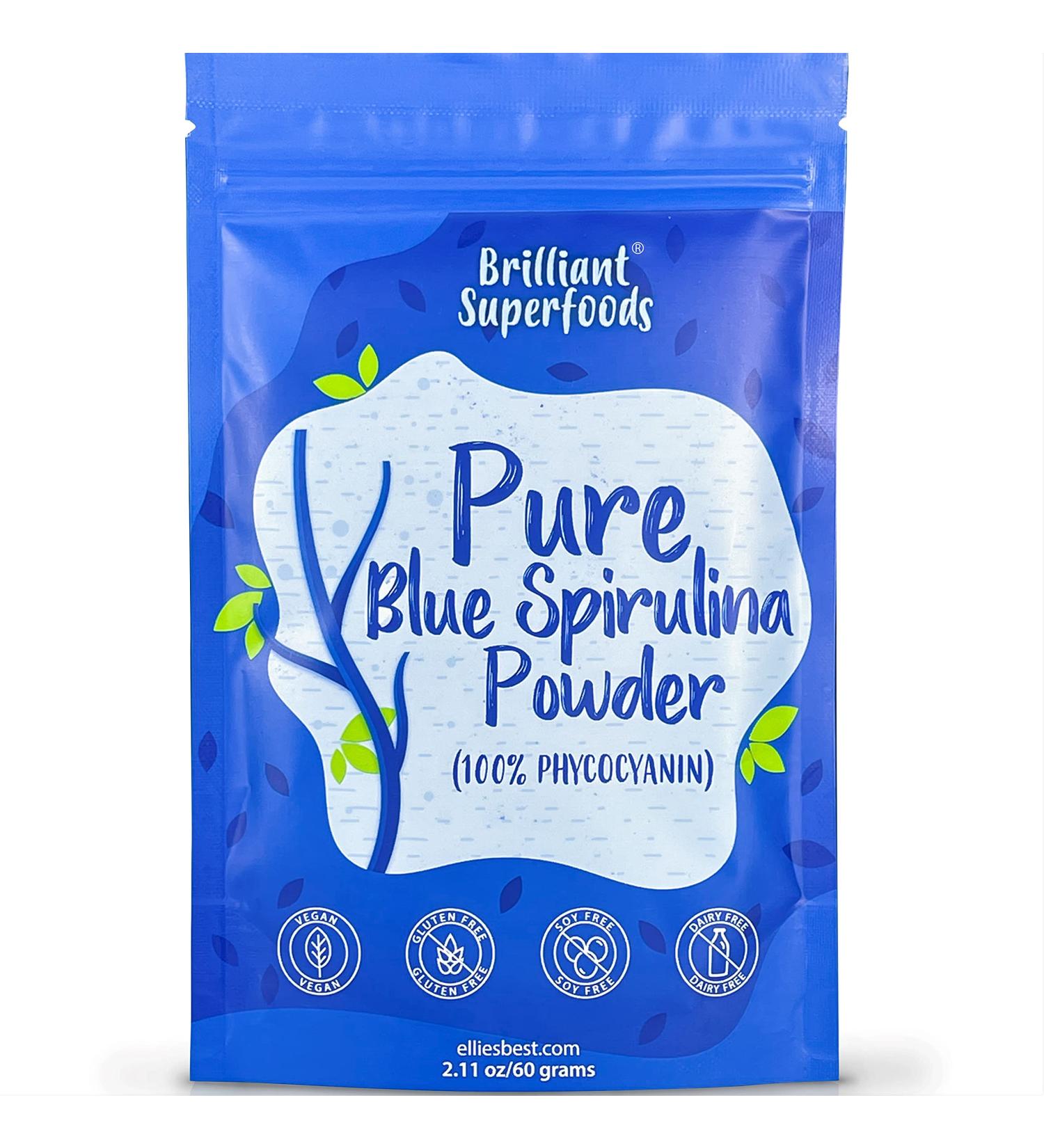 Ellies Best Blue Spirulina Powder - 100% Pure Superfood for Natural Coloring - Vegan 2.11oz - Buy Online on GoSupps.com