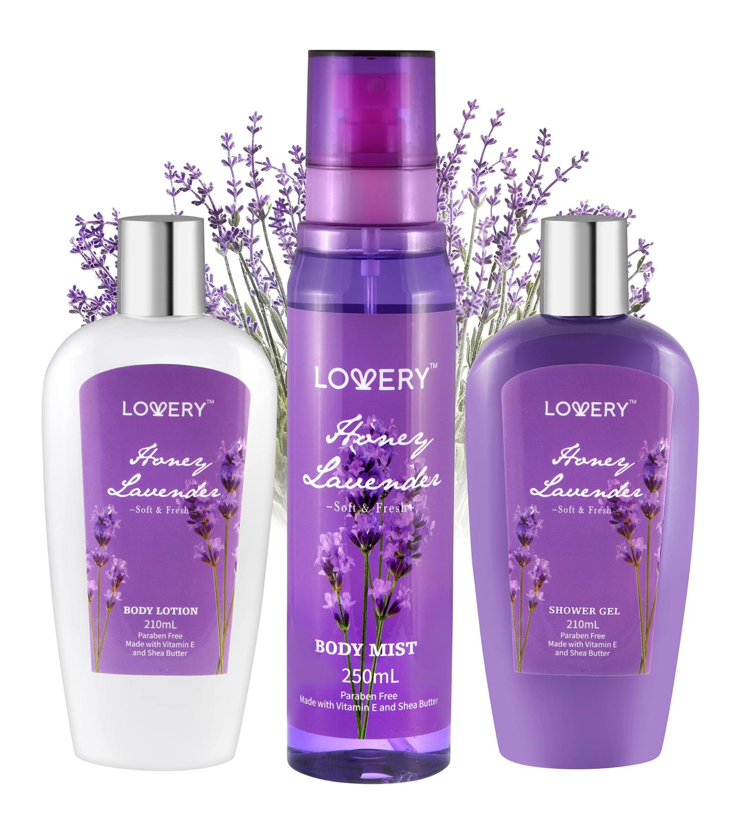 Shop Luxurious Honey Lavender Bath and Body Gift Set for Men & Women | Natural Extracts Vitamin E & Shea Butter | Perfect Home Spa Self Care Kit - Buy Online on GoSupps.com