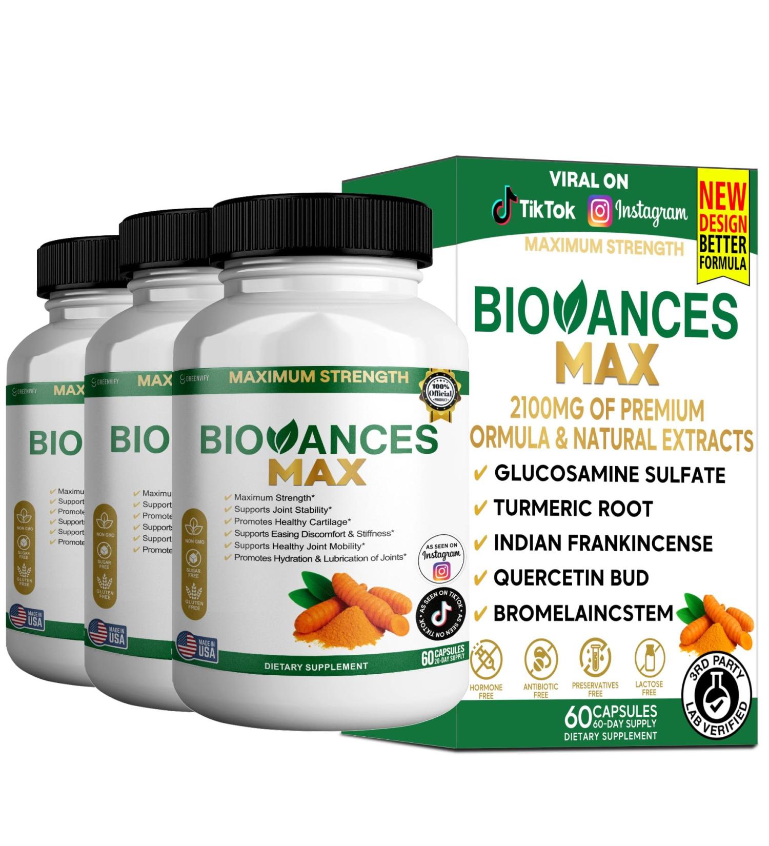 GREENVIFY Bioances Max Joint Support Supplement Glucosamine (3) - Buy Online on GoSupps.com