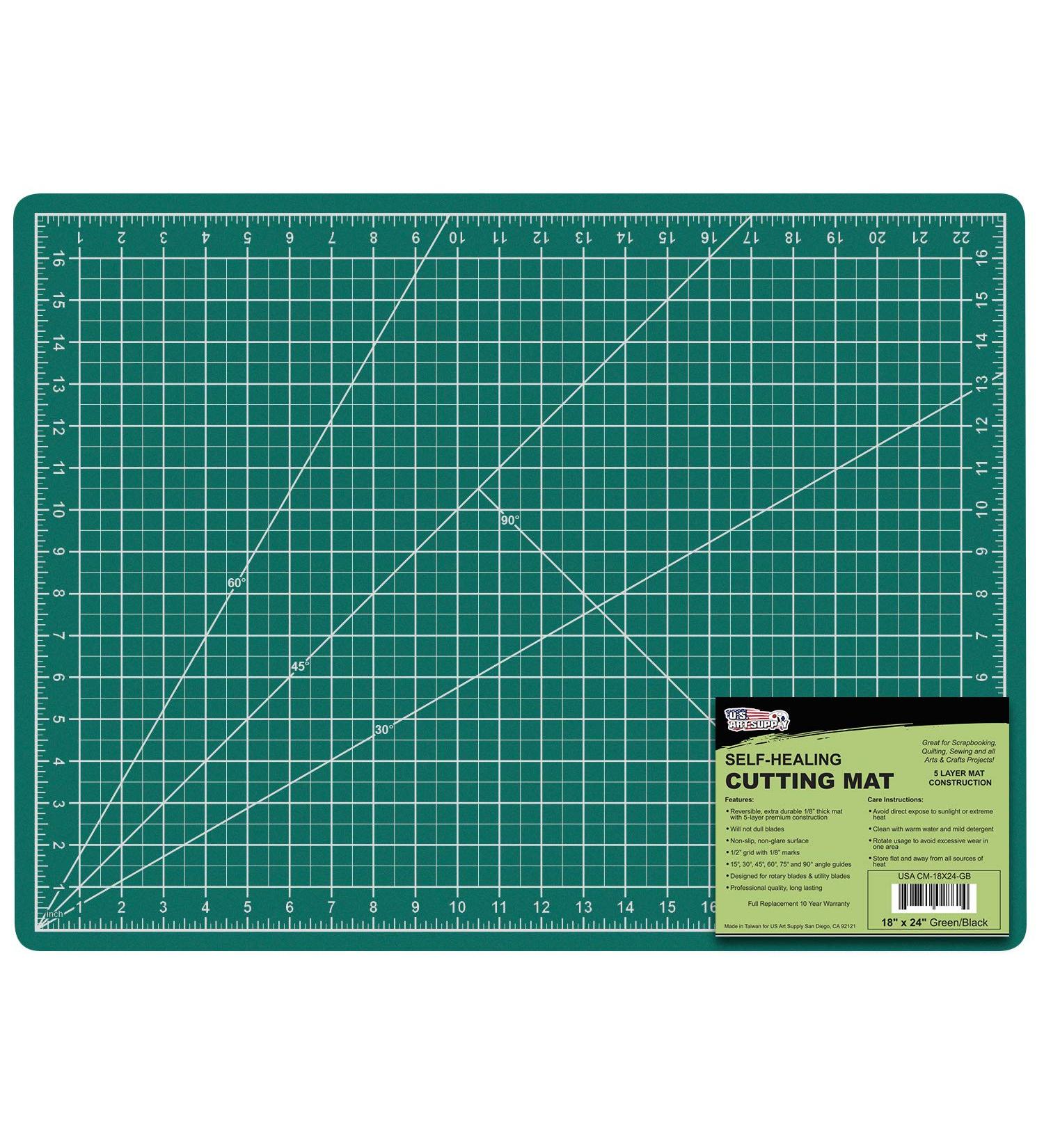 US Art Supply 18x24 Green/Black Self Healing Cutting Mat - Durable Non-Slip Design for Scrapbooking, Quilting, Sewing & Crafts - Buy Online on GoSupps.com