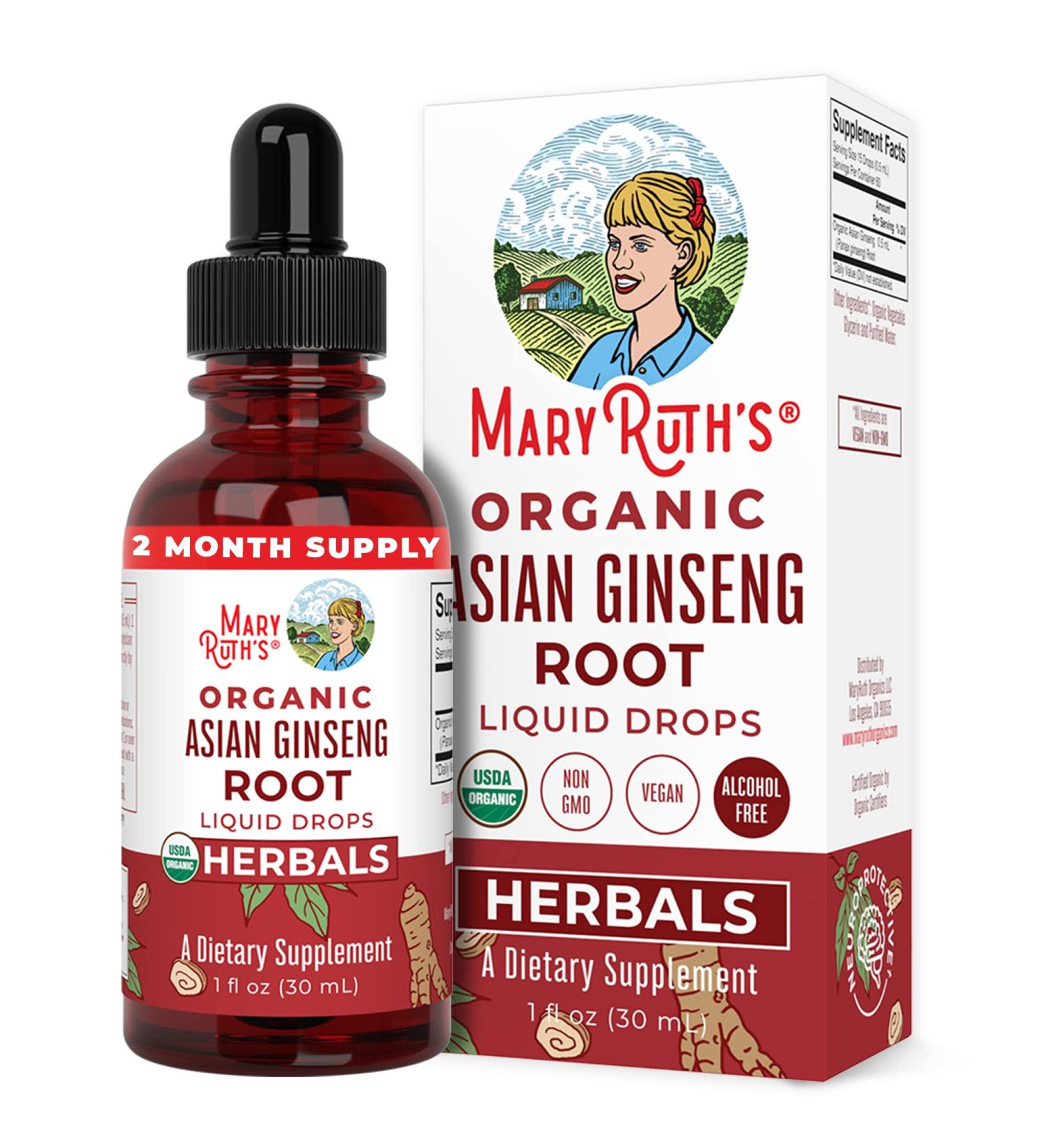 Asian Ginseng Root Supplement for Vitality & Focus - 1 Fl Oz | Antioxidant, Energy Booster, Vegan & Non-GMO - Buy Online on GoSupps.com