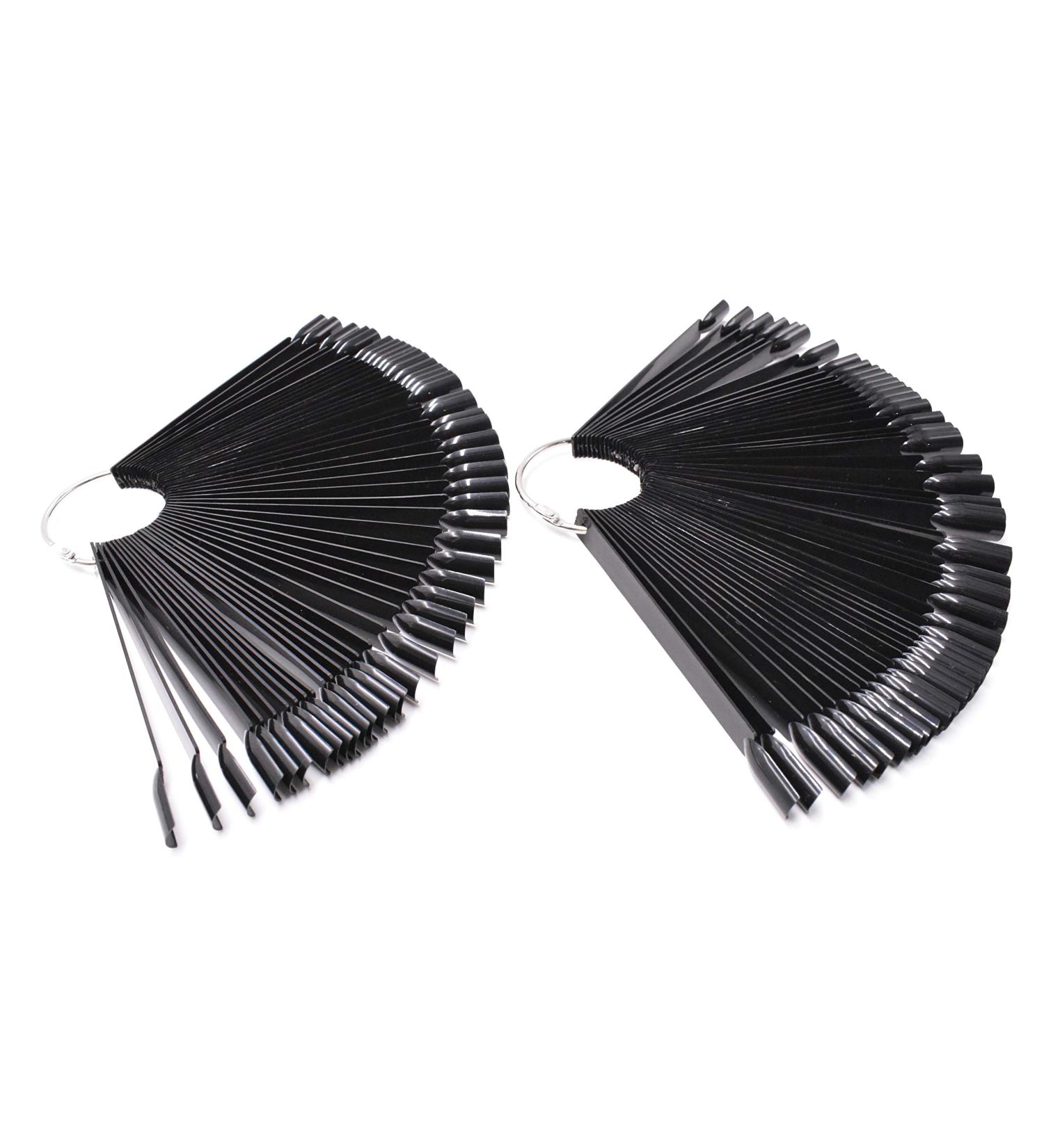 Buy 2 Sets of 100 Fan Shape Plastic Nail Art Tips Display - Practice Sticks with Metal Split Ring Holder (Black) - International Shipping Available - Buy Online on GoSupps.com