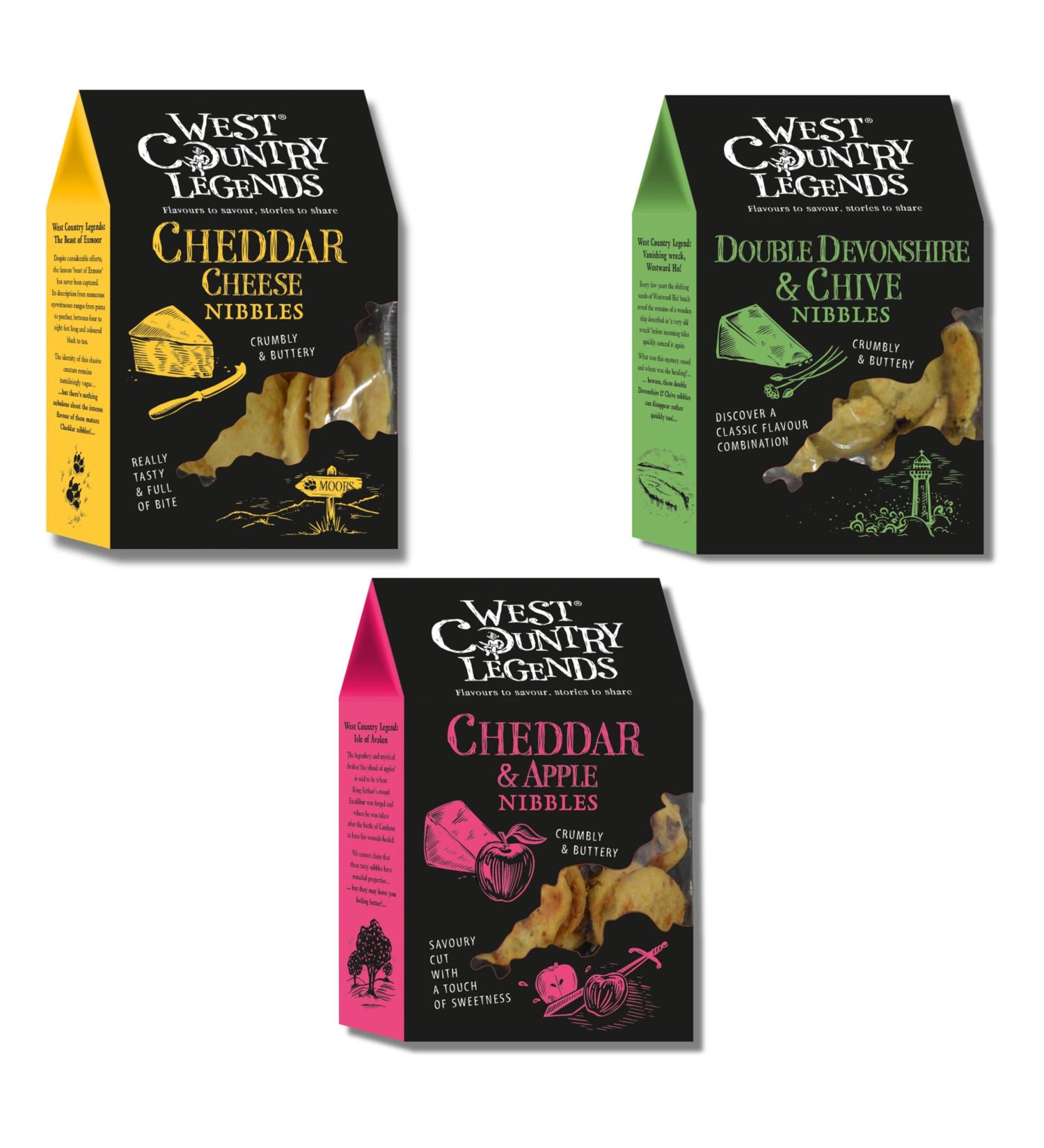 West Country Legends Nibbles Pick N Mix | Choose From 3 Flavours | Cheddar Double Devonshire & Chive Cheddar & Apple - Pack of 2 X 85g - Buy Online on GoSupps.com