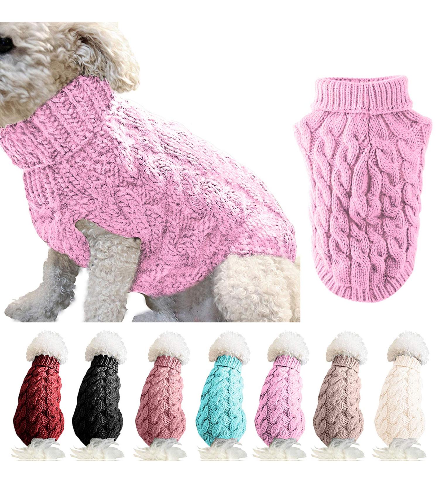 Shop Famkit Pink Pet Dog Roll Collar Sweater - Warm Fashion Knitwear & Outwear for Small Dogs (M-2: 5.5-7.7lb) - Buy Online on GoSupps.com