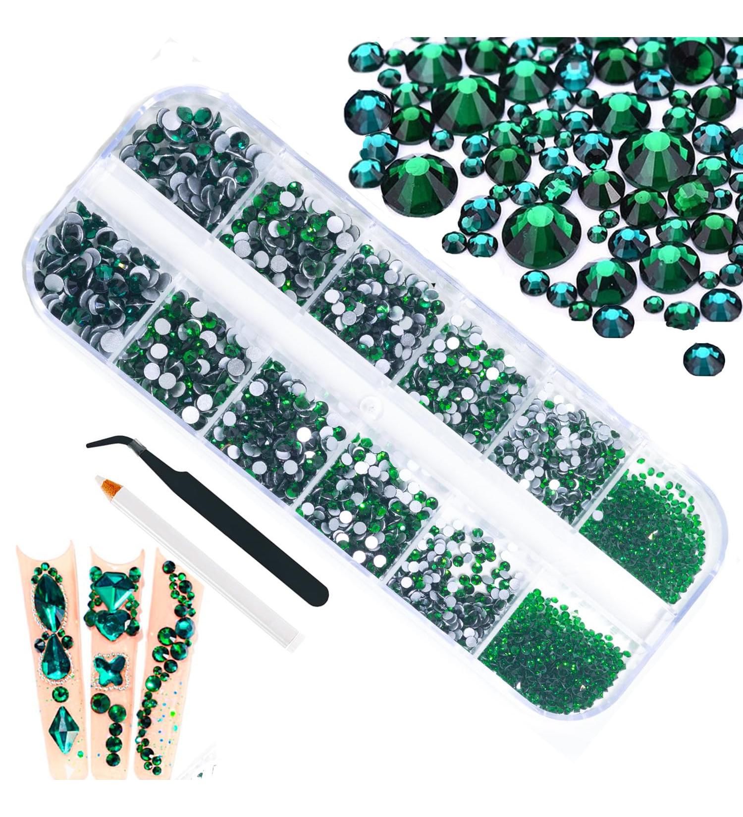 4200 Stk Emerald Green Rhinestones SS6-SS20 | Flatback K9 Glass Nail Art Makeup & DIY Crafts Charms - Buy Online on GoSupps.com