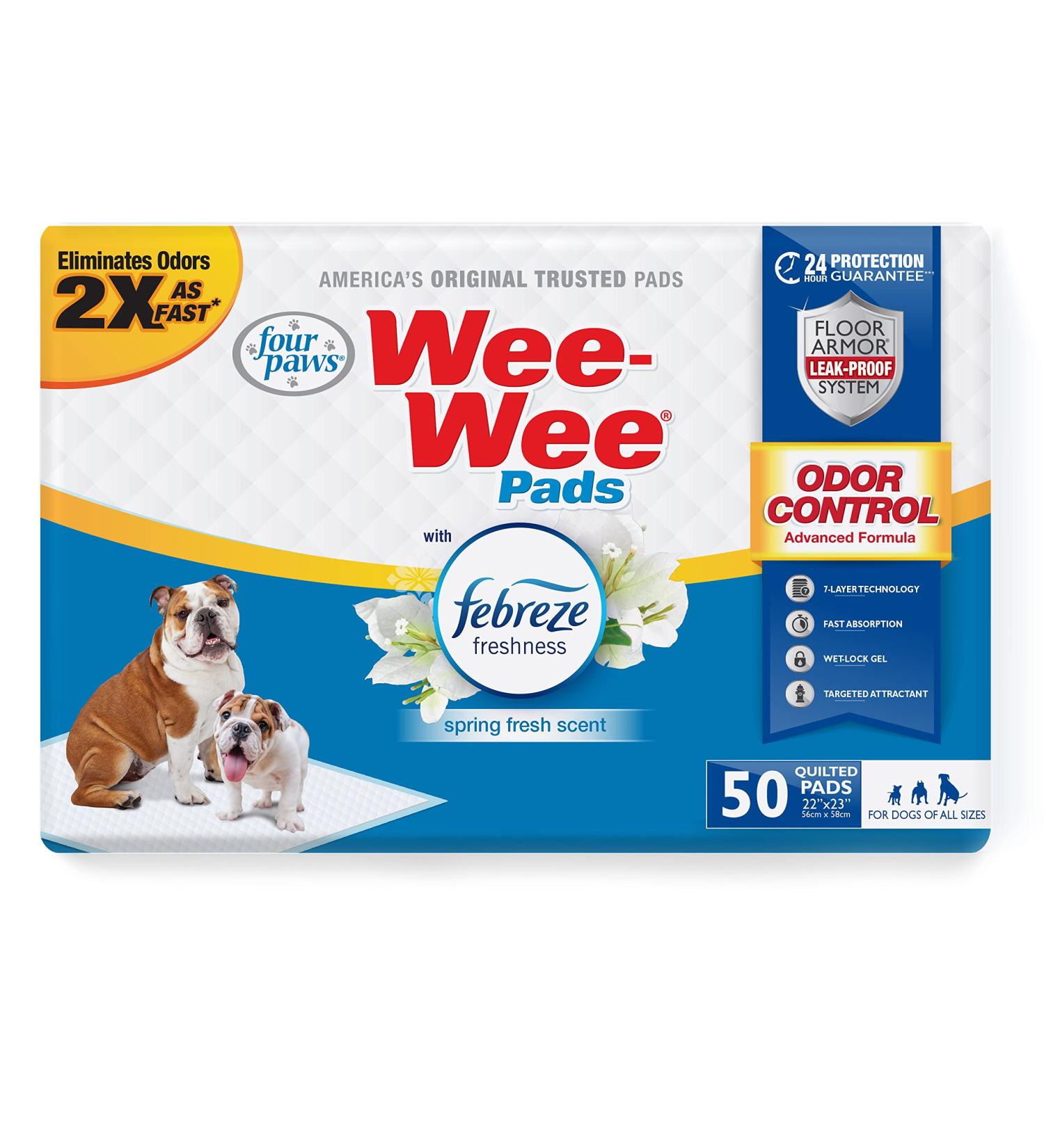 Four Paws Wee-Wee Febreze Pee Pads for Dogs | Odor Control | Leak Proof | 50 Count - Buy Online on GoSupps.com