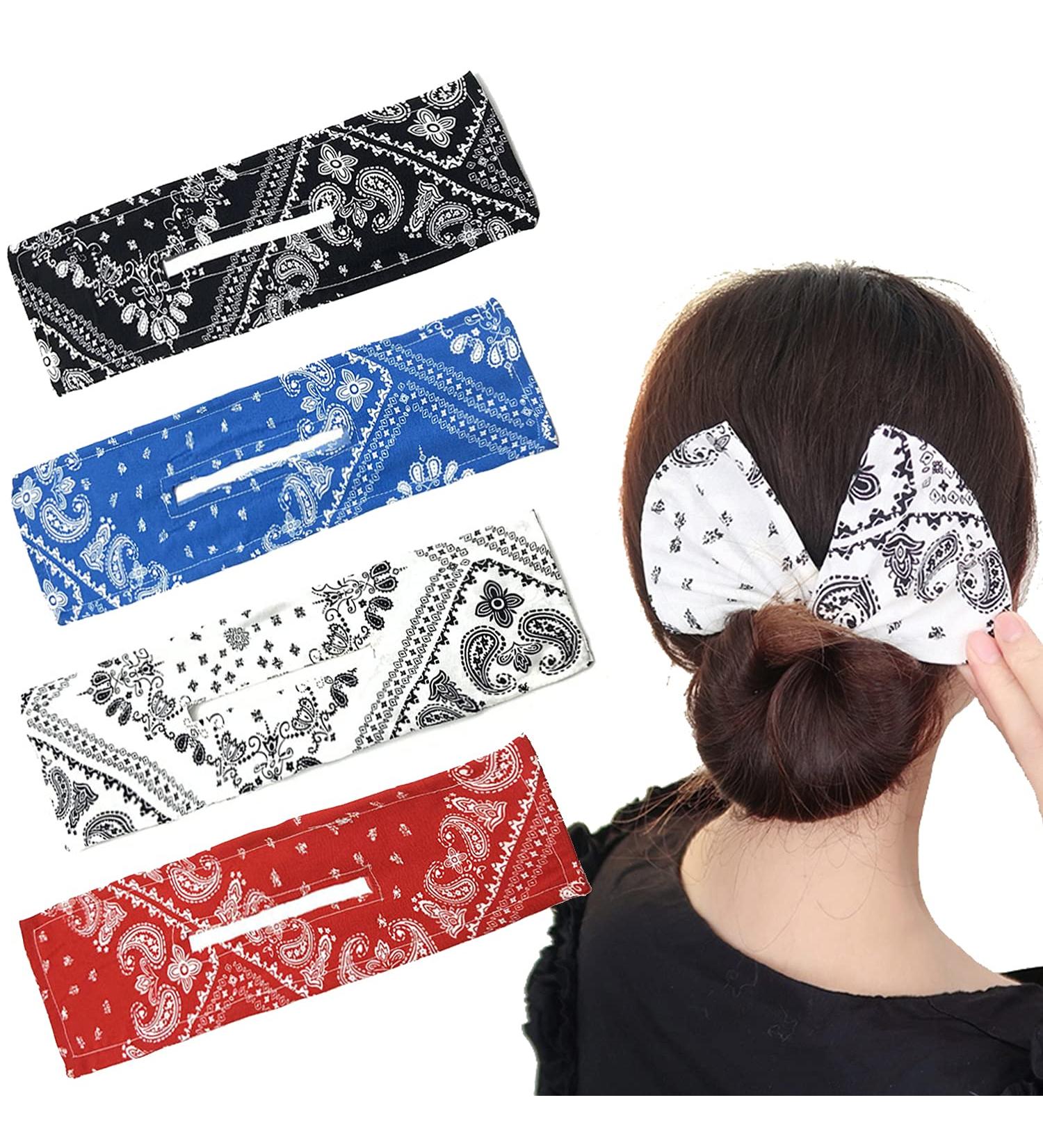 Adurself 4 PCS Reusable Paisley Boho Bun Maker Set - Hairstyle Must-haves for Women & Girls - Buy Online on GoSupps.com