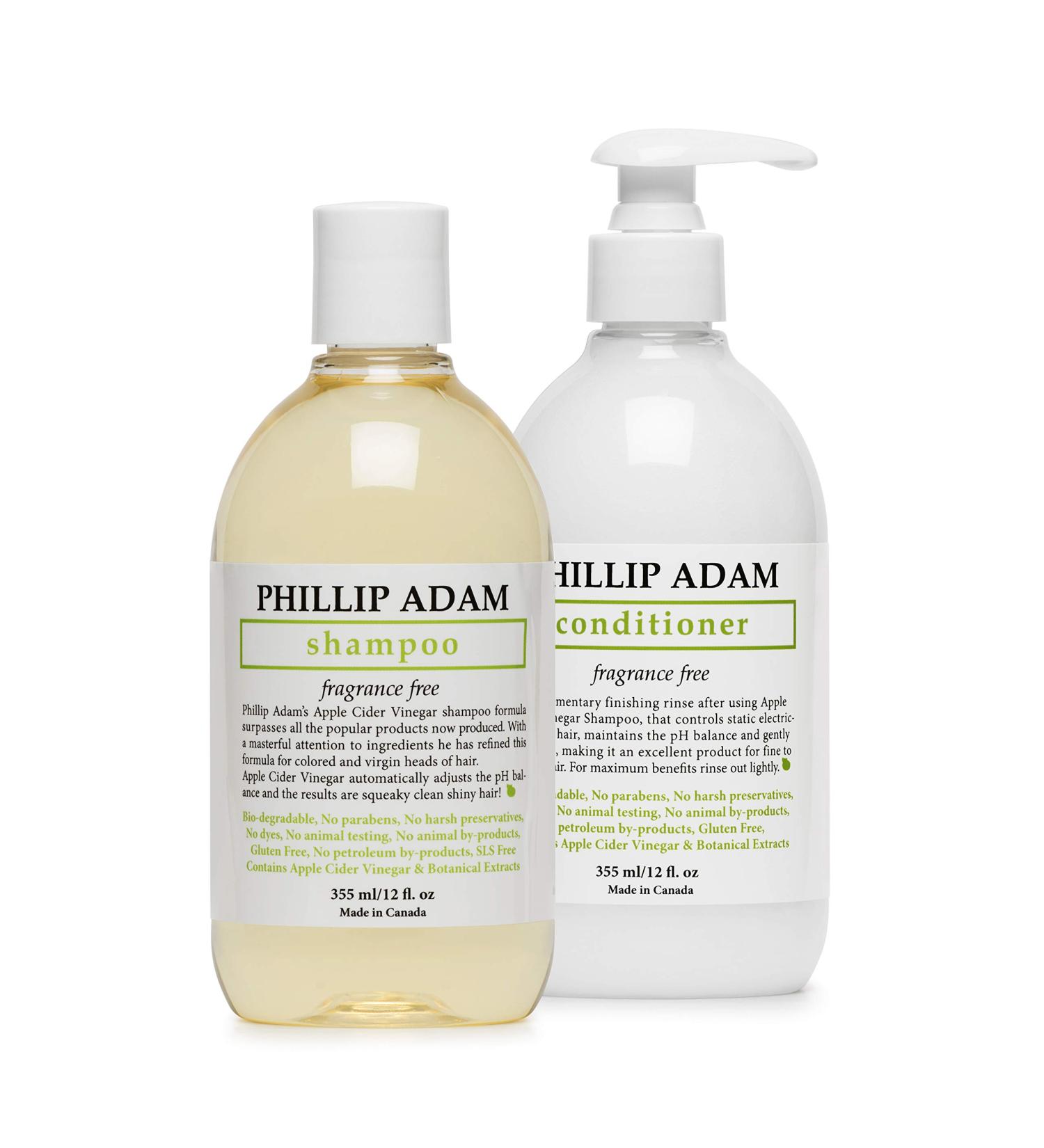 Phillip Adam Fragrance Free Shampoo and Conditioner Set - Apple Cider Vinegar - pH Balancing - 12 oz - Enhances Shine and Smoothness - Buy Online on GoSupps.com
