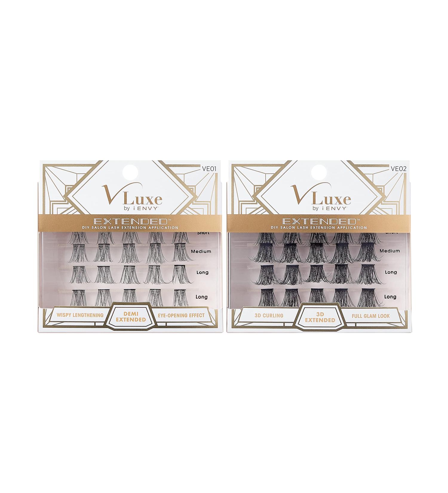 VLuxe by iEnvy: DIY Eyelash Extensions - 2 Pack Featherlight 3D & Demi Clusters - Reusable Synthetic Lashes - Buy Online on GoSupps.com
