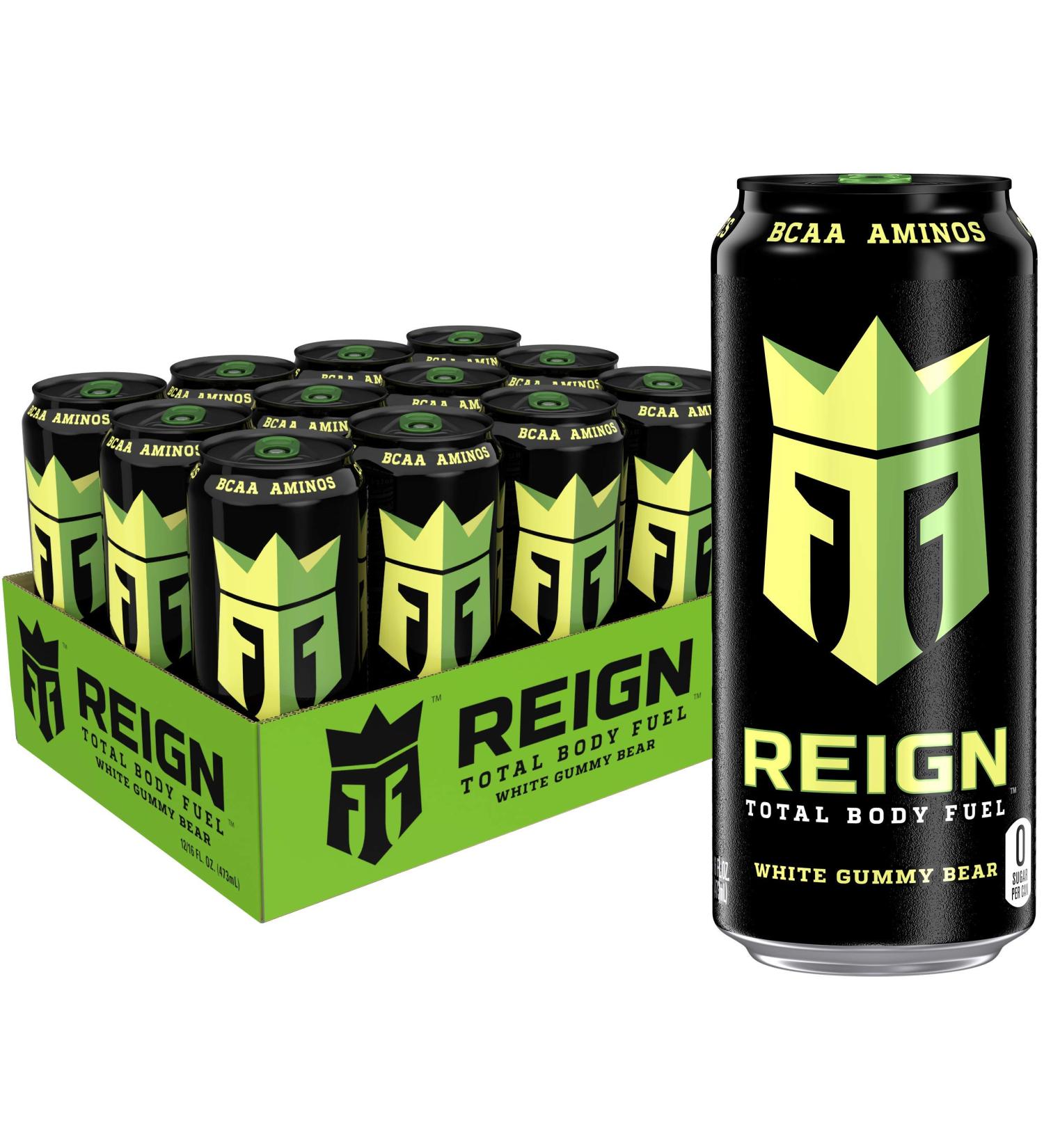 Reign Total Body Fuel White Gummy Bear Performance Drink - 16 Fl Oz (Pack of 12) - Buy Online on GoSupps.com