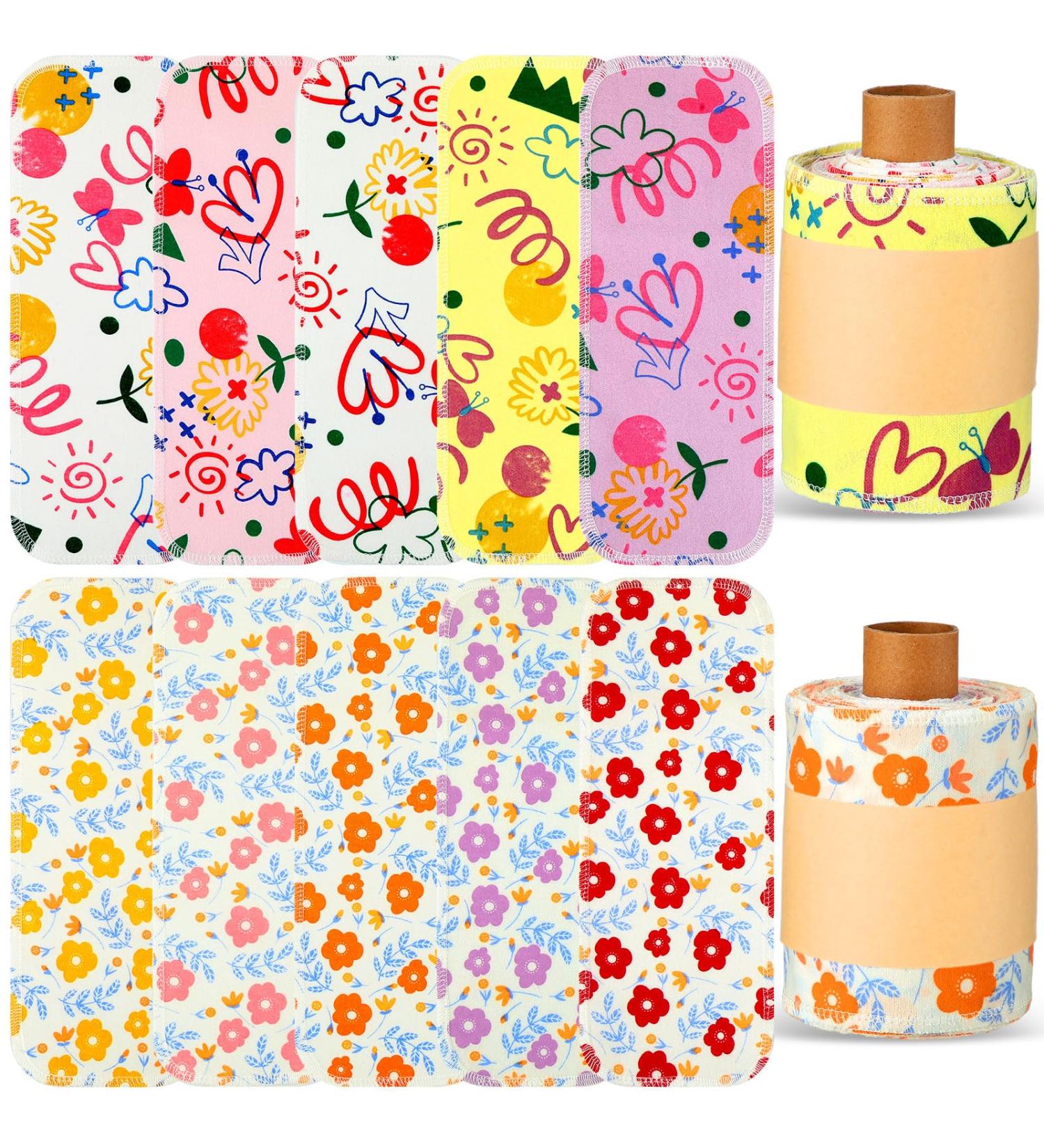 Vitalcozy Reusable Toilet Towels | Washable Bidet & Kitchen Towels | Absorbent Cotton Paperless & Eco-Friendly Tea Towels with Bright Flower Design - Buy Online on GoSupps.com