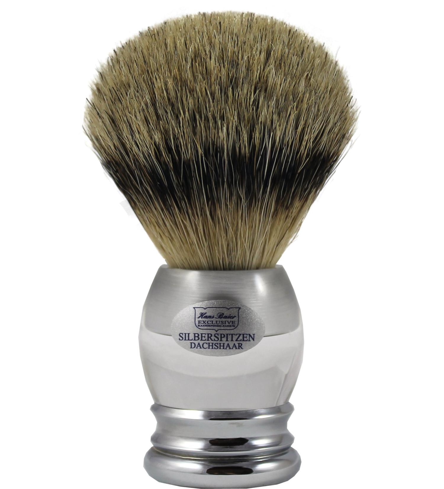Hans Baier Exclusive shaving brush acrylic clear with metal base - size 2