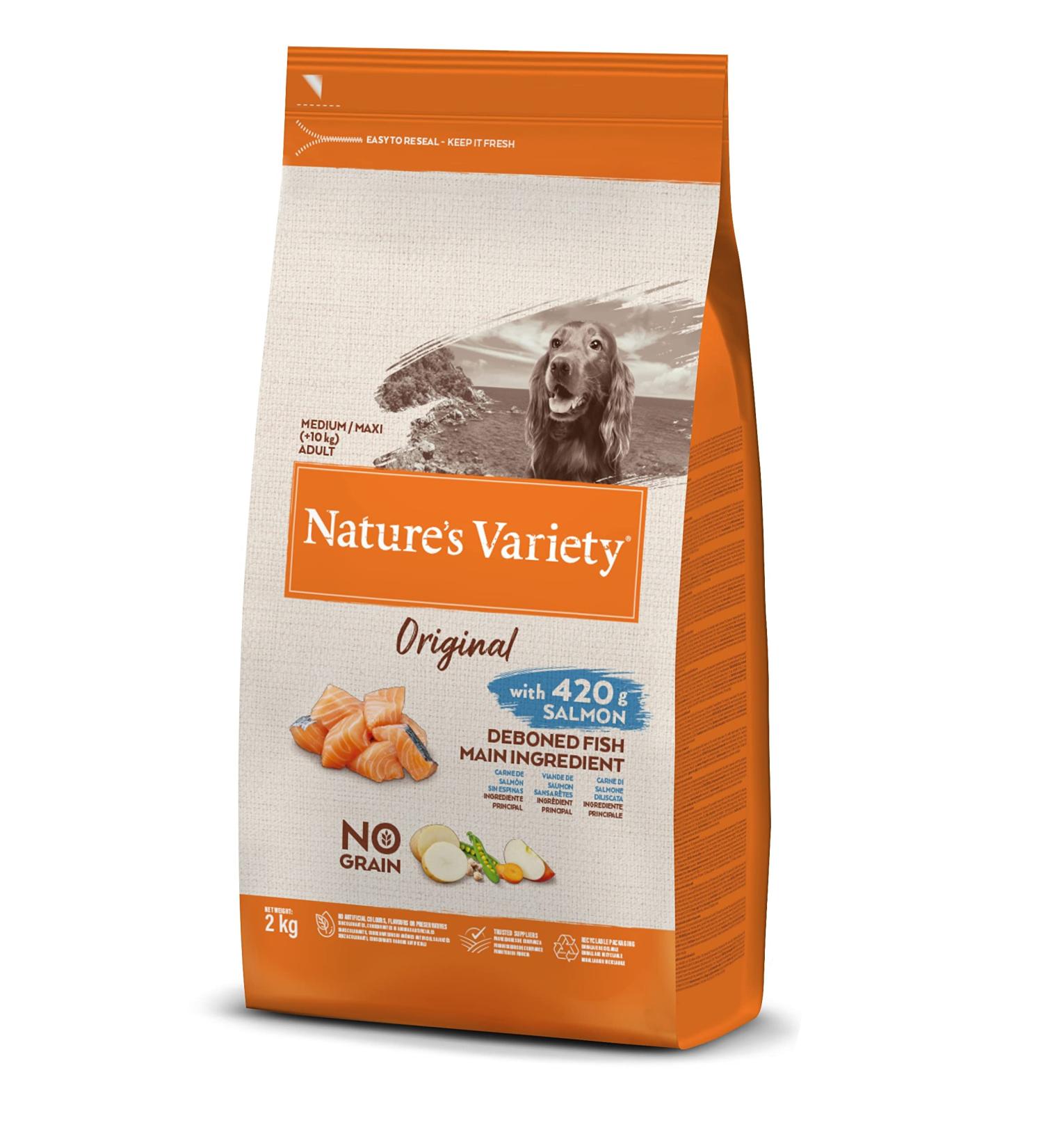 Nature's Variety Original No Grain - Dry Dog Food for Medium and Large Breed Adult Dogs - Grain Free - with Boneless Salmon - 2kg - Buy Online on GoSupps.com