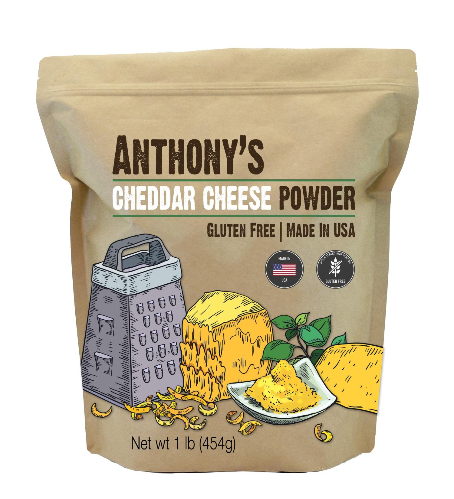 Anthony's Premium Cheddar Cheese Powder 1 lb - Gluten Free, No Artificial Colors, Keto Friendly - Buy Online on GoSupps.com