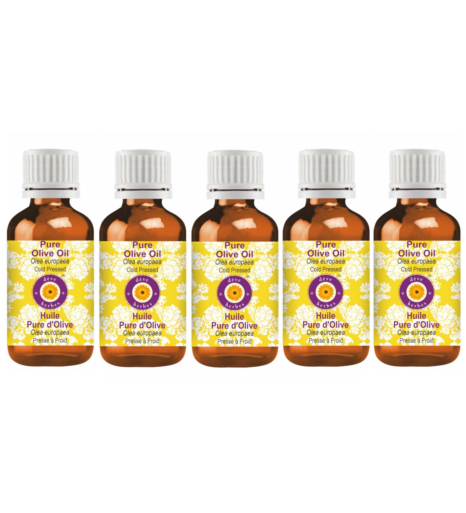 d ve herbes Pure Olive Oil (Olea europaea) Cold Pressed (Pack of Five) 100ml X 5 (16.9 oz) 3.38 Fl Oz (Pack of 5) - Buy Online on GoSupps.com
